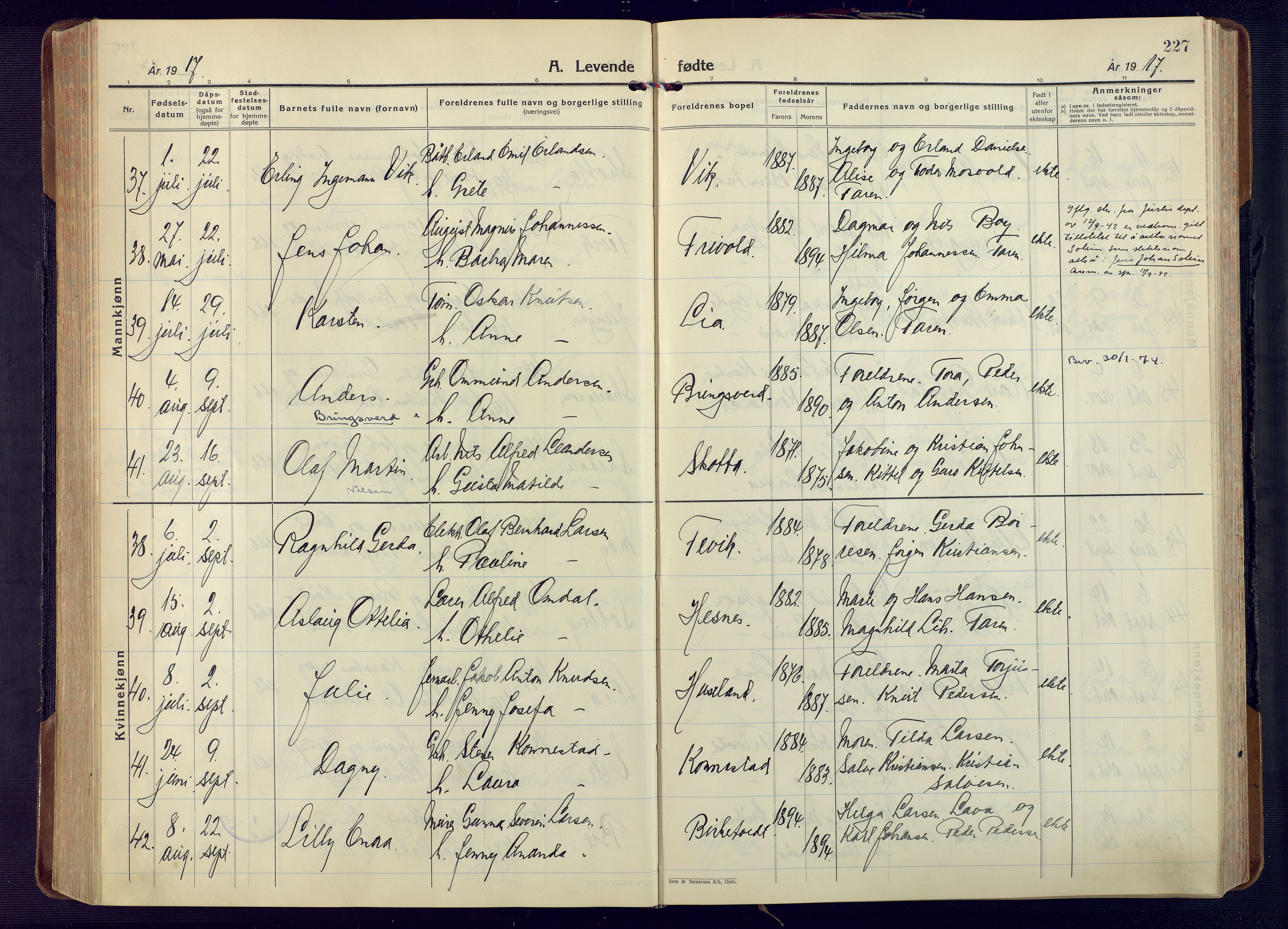 Fjære sokneprestkontor, AV/SAK-1111-0011/F/Fa/L0004: Ministerialbok nr. A 4, 1902-1925, s. 227