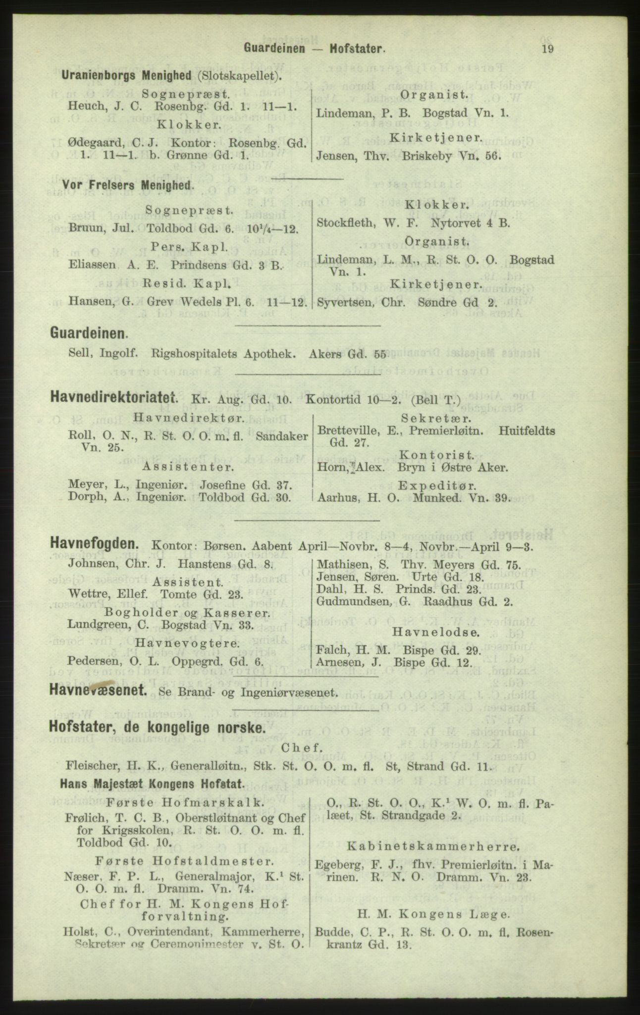 Kristiania/Oslo adressebok, PUBL/-, 1884, s. 19