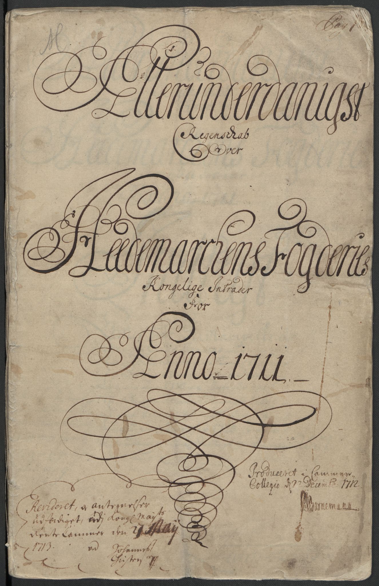 Rentekammeret inntil 1814, Reviderte regnskaper, Fogderegnskap, RA/EA-4092/R16/L1047: Fogderegnskap Hedmark, 1711, s. 3