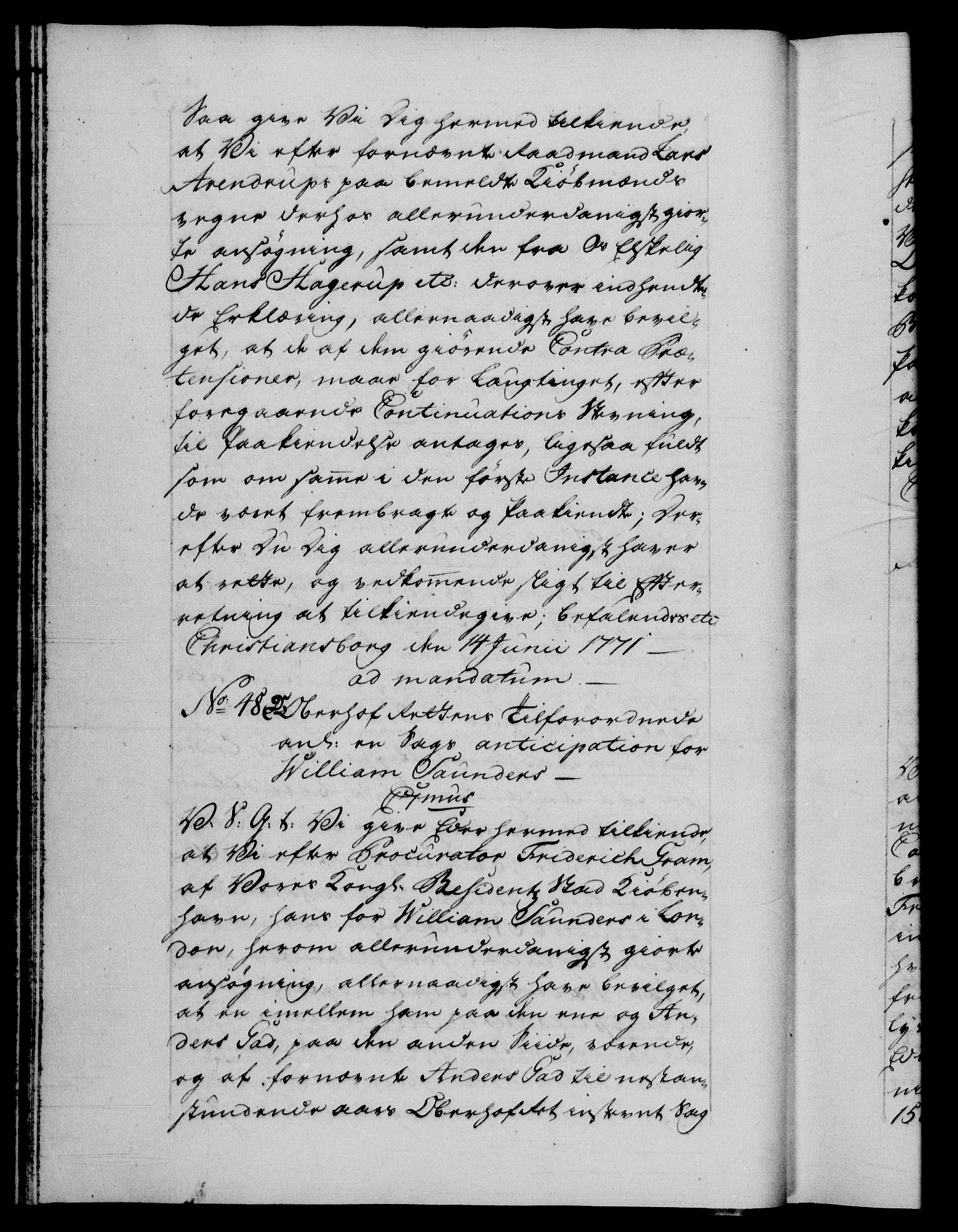 Danske Kanselli 1572-1799, AV/RA-EA-3023/F/Fc/Fca/Fcab/L0040: Norske tegnelser "Norske eller 3. depts. missiver", 1771-1773, s. 25b