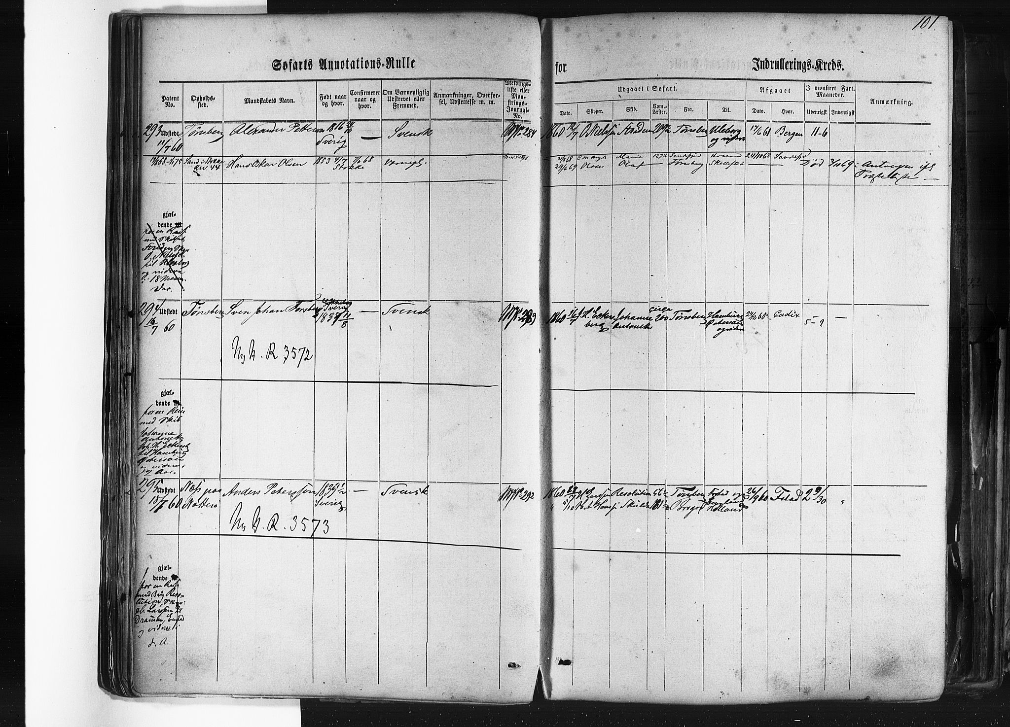 Tønsberg innrulleringskontor, AV/SAKO-A-786/F/Fb/L0001: Annotasjonsrulle Patent nr. 1-1724, 1860-1868, s. 106