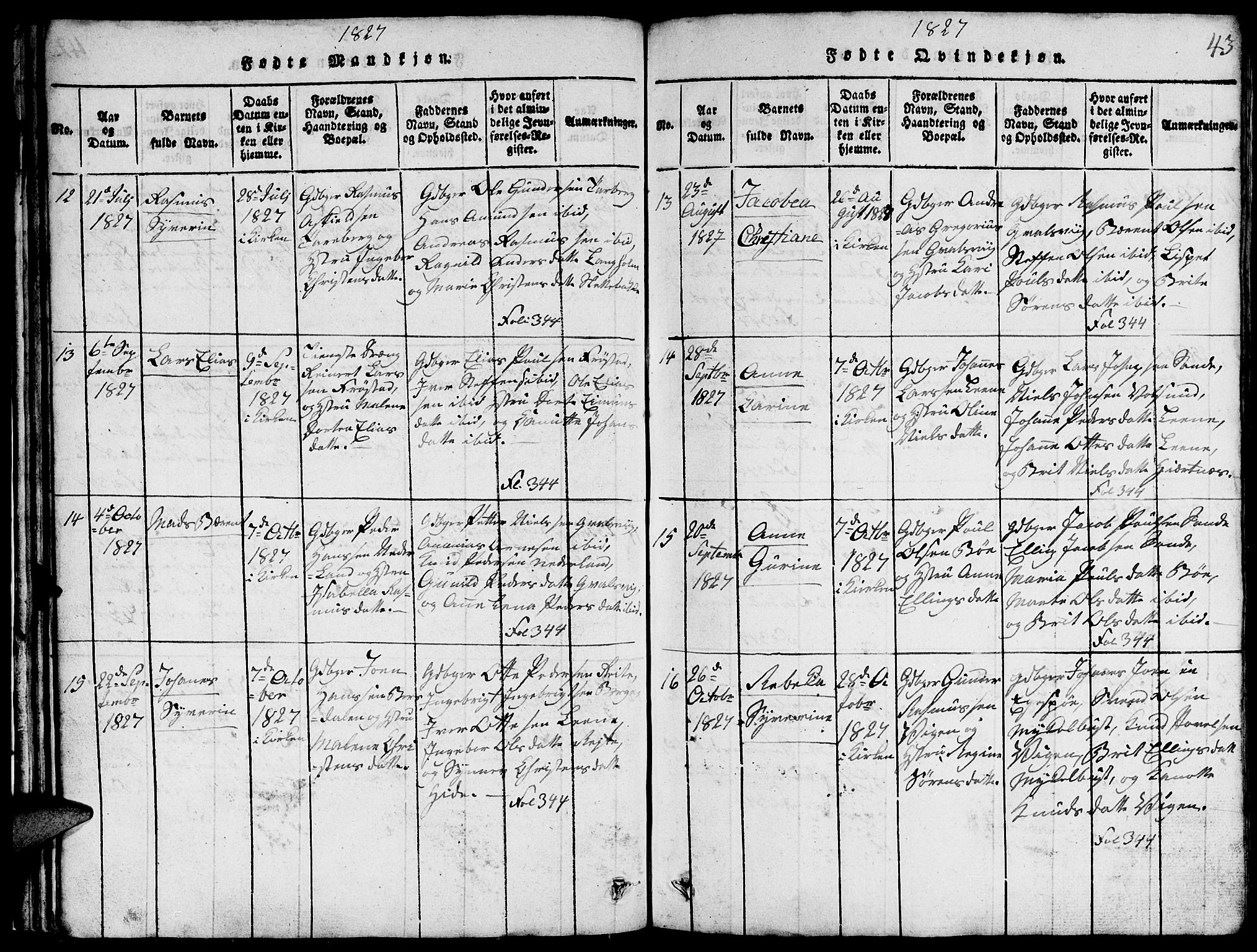 Ministerialprotokoller, klokkerbøker og fødselsregistre - Møre og Romsdal, AV/SAT-A-1454/507/L0078: Klokkerbok nr. 507C01, 1816-1840, s. 43