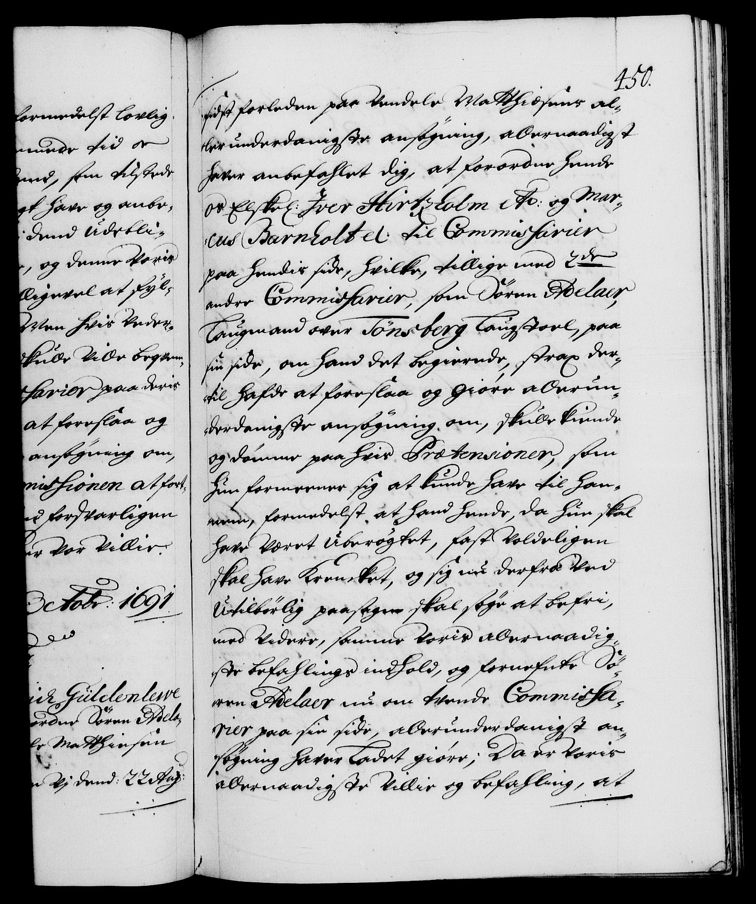 Danske Kanselli 1572-1799, AV/RA-EA-3023/F/Fc/Fca/Fcab/L0014: Norske tegnelser (mikrofilm), 1688-1691, s. 450a