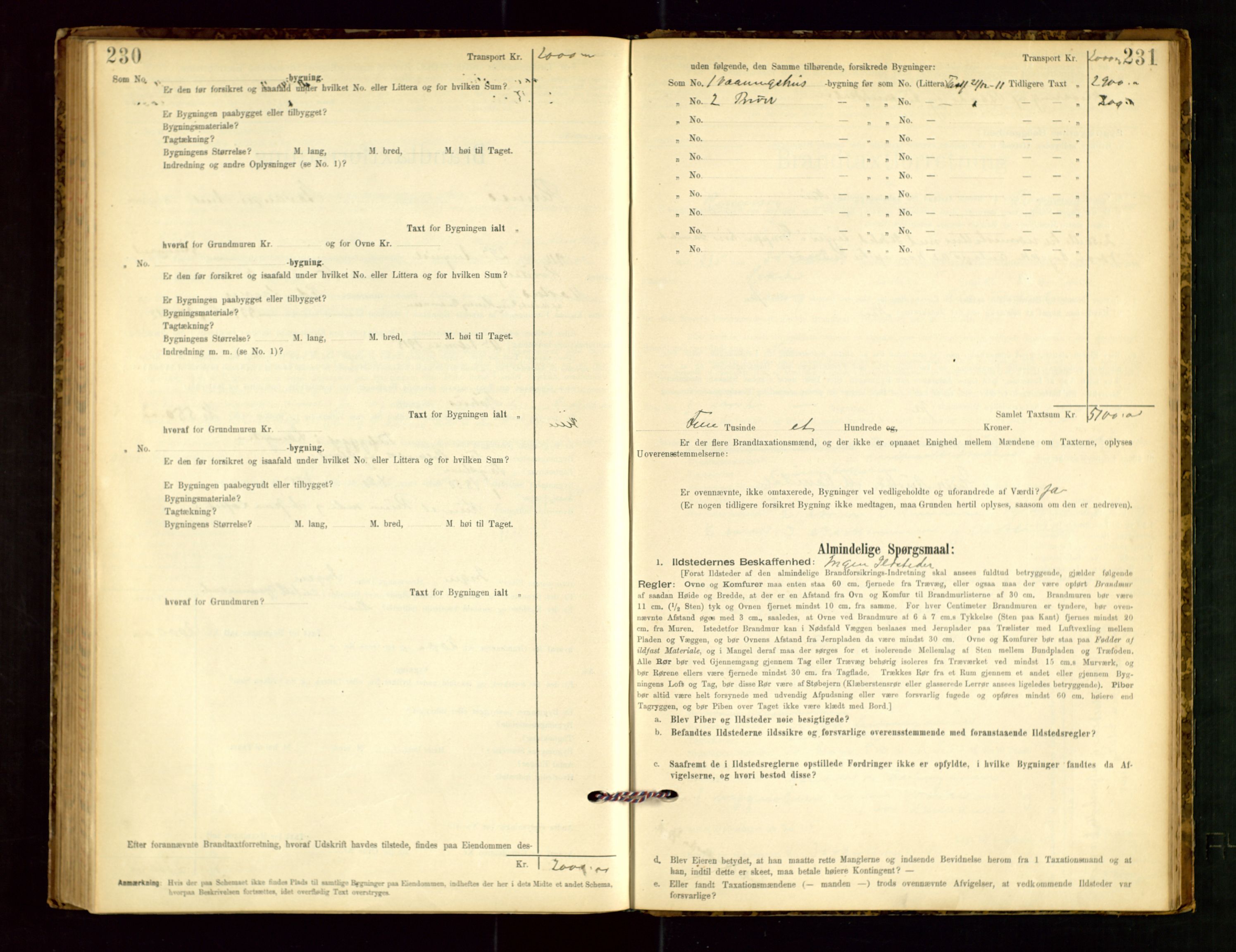 Rennesøy lensmannskontor, SAST/A-100165/Gob/L0001: Branntakstprotokoll - skjematakst, 1900-1956, s. 230-231