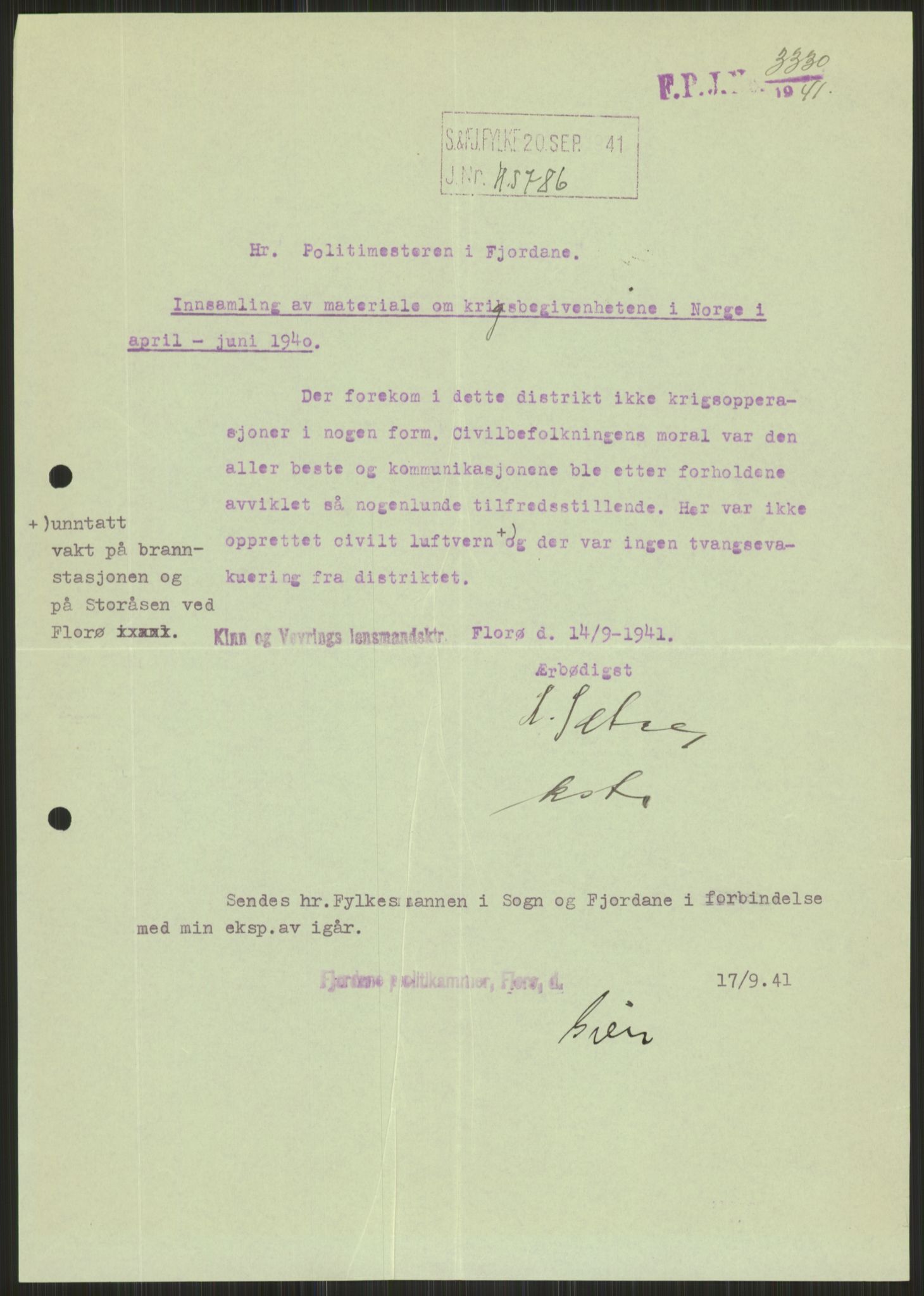 Forsvaret, Forsvarets krigshistoriske avdeling, AV/RA-RAFA-2017/Y/Ya/L0015: II-C-11-31 - Fylkesmenn.  Rapporter om krigsbegivenhetene 1940., 1940, s. 538
