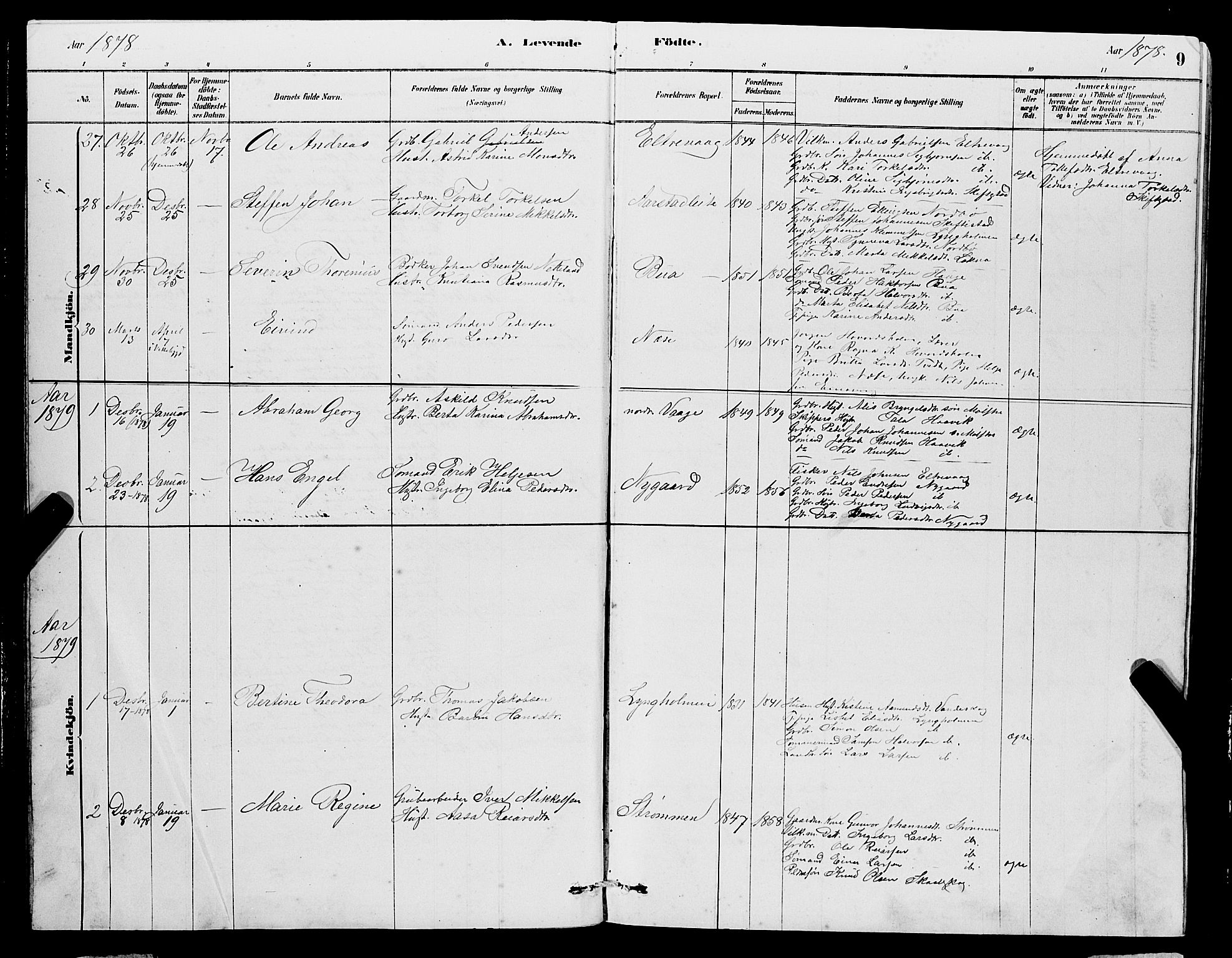 Sveio Sokneprestembete, AV/SAB-A-78501/H/Hab: Klokkerbok nr. A 3, 1878-1896, s. 9