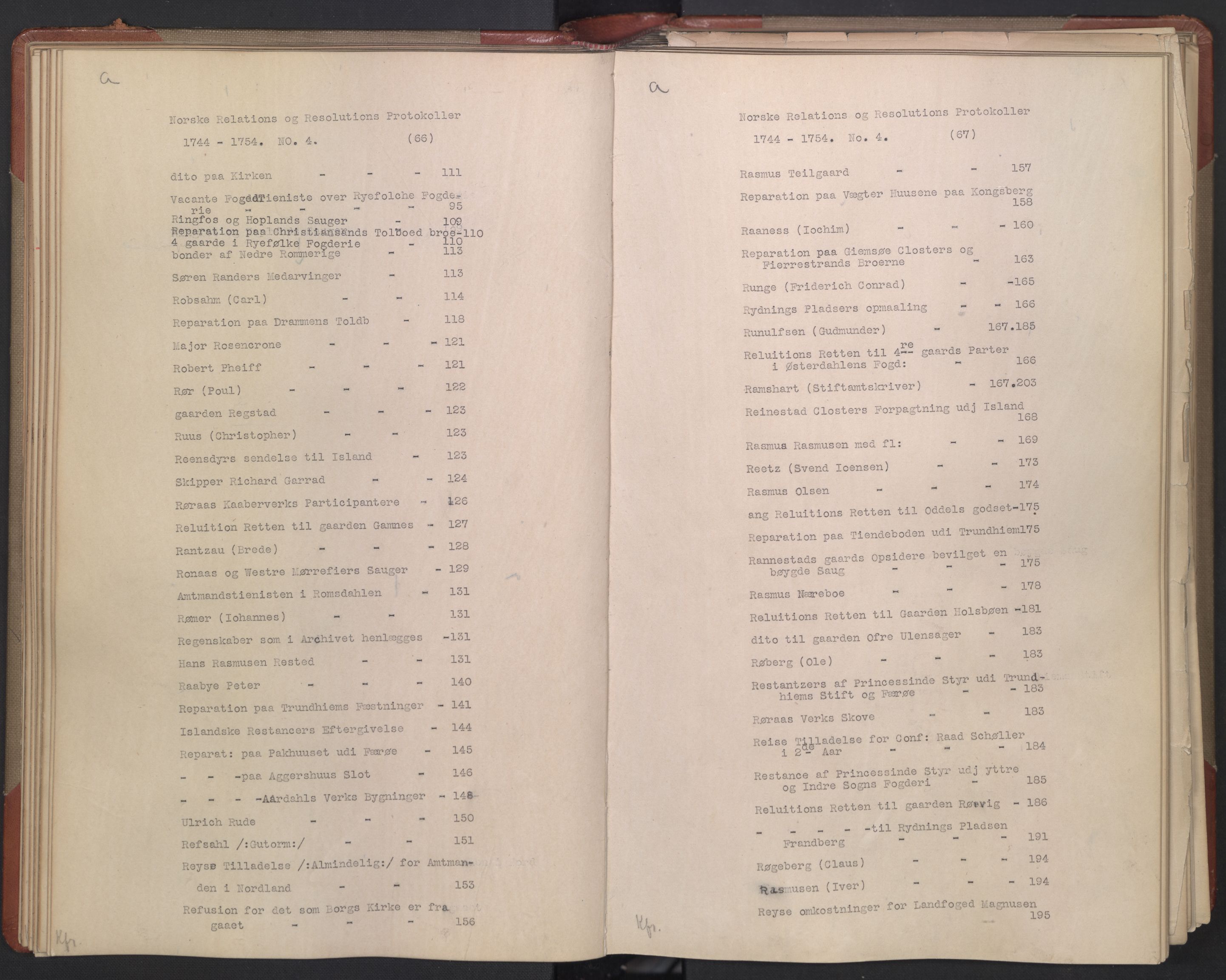 Avskriftsamlingen, AV/RA-EA-4022/F/Fb/L0118: Registratur over norske Relasjons- og resolusjonsprotokoller, 1744-1754, s. 37