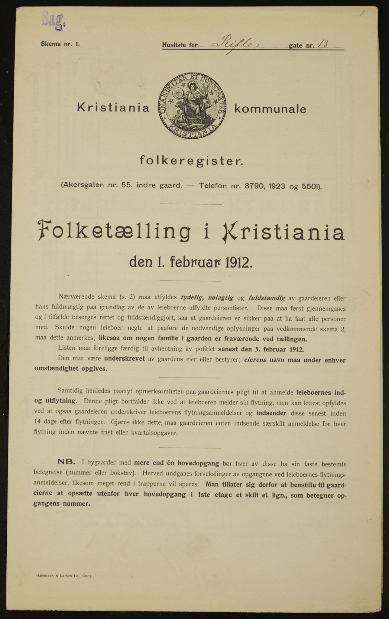 OBA, Kommunal folketelling 1.2.1912 for Kristiania, 1912, s. 83373