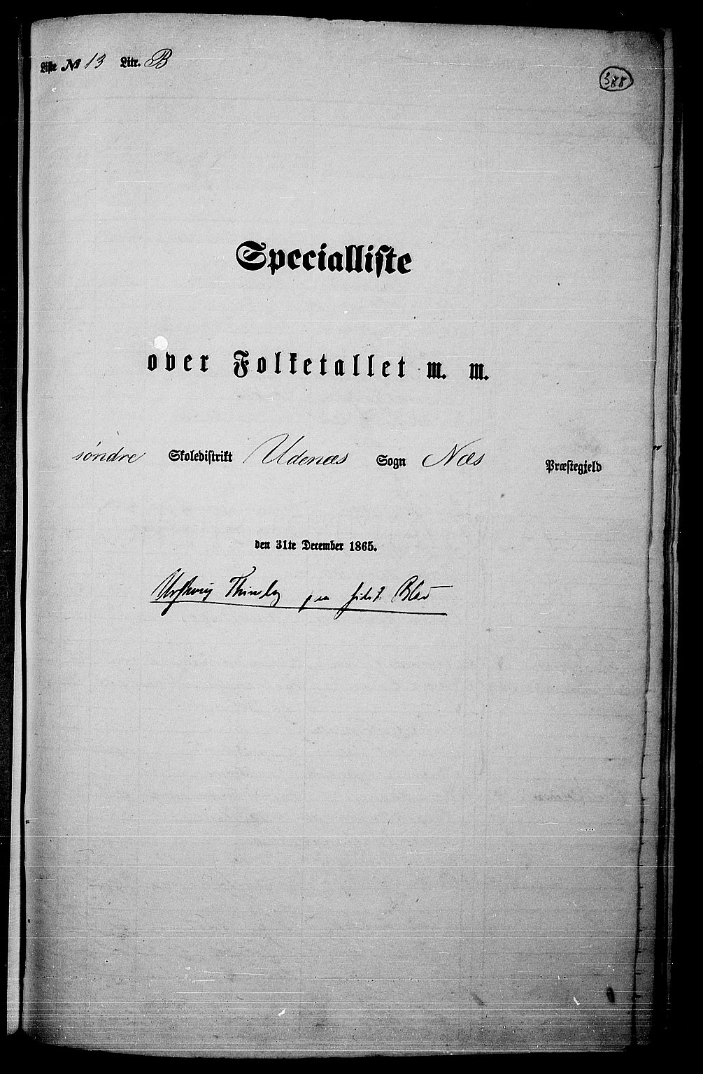RA, Folketelling 1865 for 0236P Nes prestegjeld, 1865, s. 354