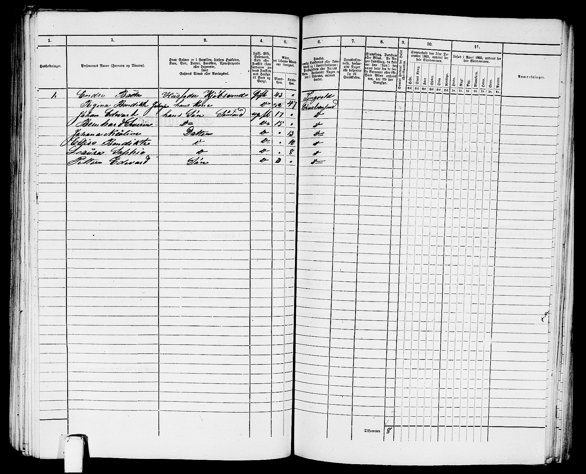 RA, Folketelling 1865 for 1503B Kristiansund prestegjeld, Kristiansund kjøpstad, 1865, s. 810