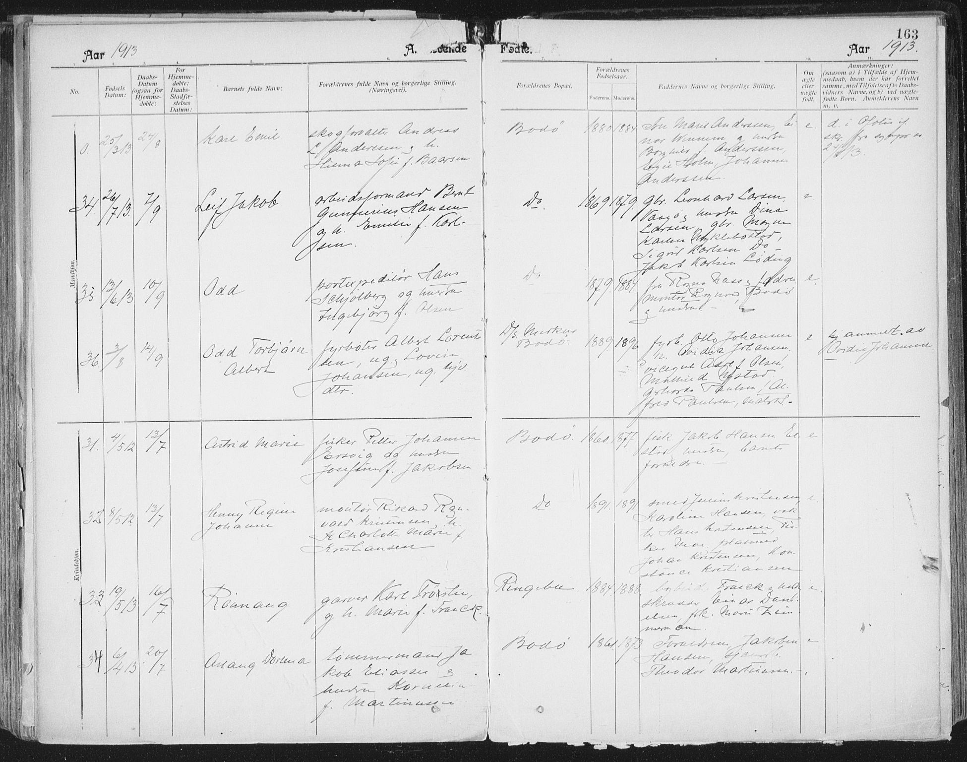 Ministerialprotokoller, klokkerbøker og fødselsregistre - Nordland, AV/SAT-A-1459/801/L0011: Ministerialbok nr. 801A11, 1900-1916, s. 163