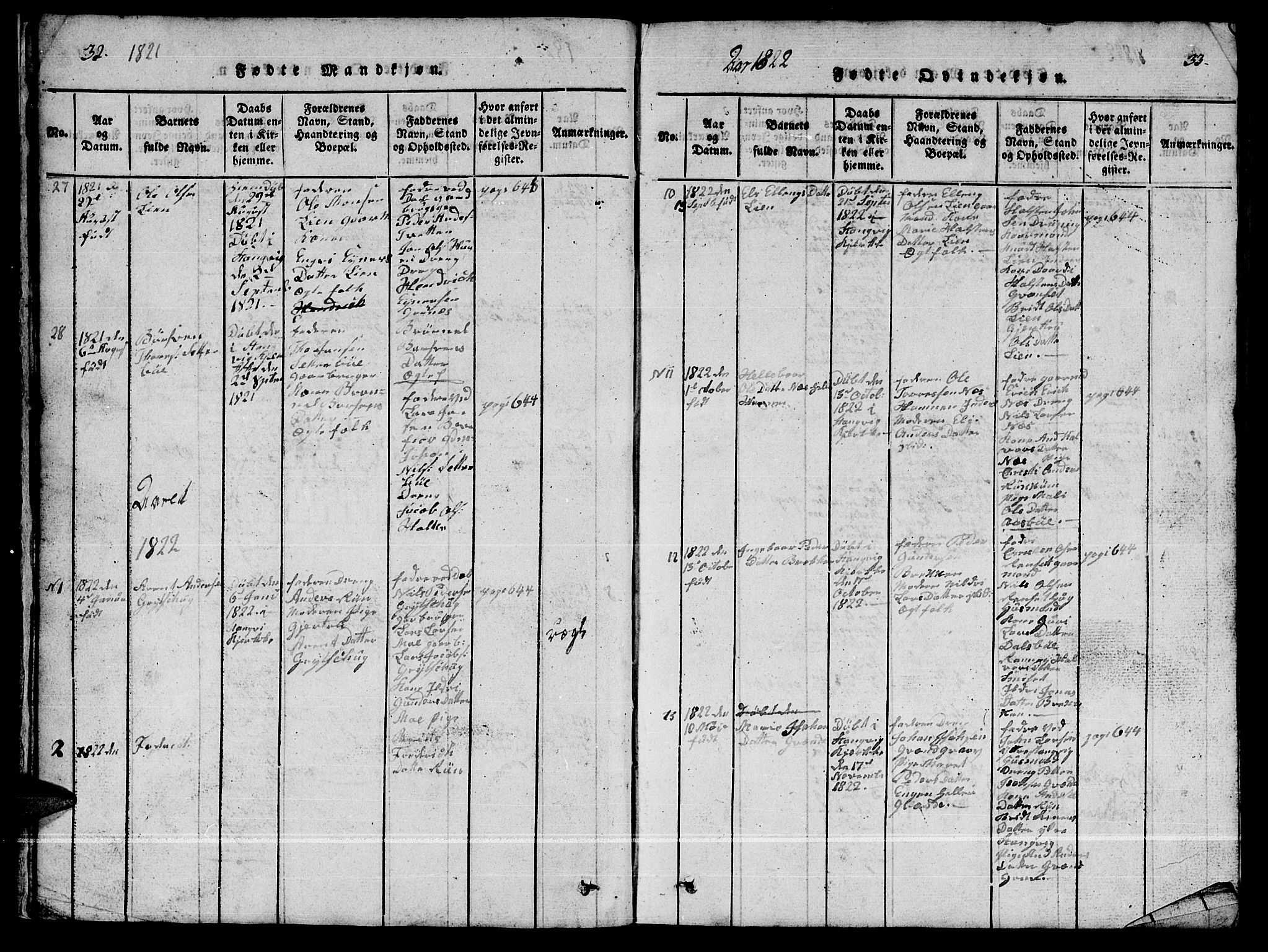 Ministerialprotokoller, klokkerbøker og fødselsregistre - Møre og Romsdal, AV/SAT-A-1454/592/L1031: Klokkerbok nr. 592C01, 1820-1833, s. 32-33