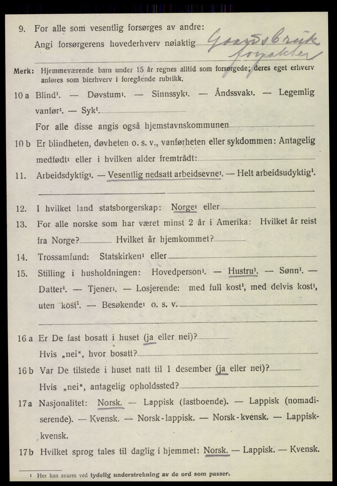 SAT, Folketelling 1920 for 1821 Stamnes herred, 1920, s. 3007
