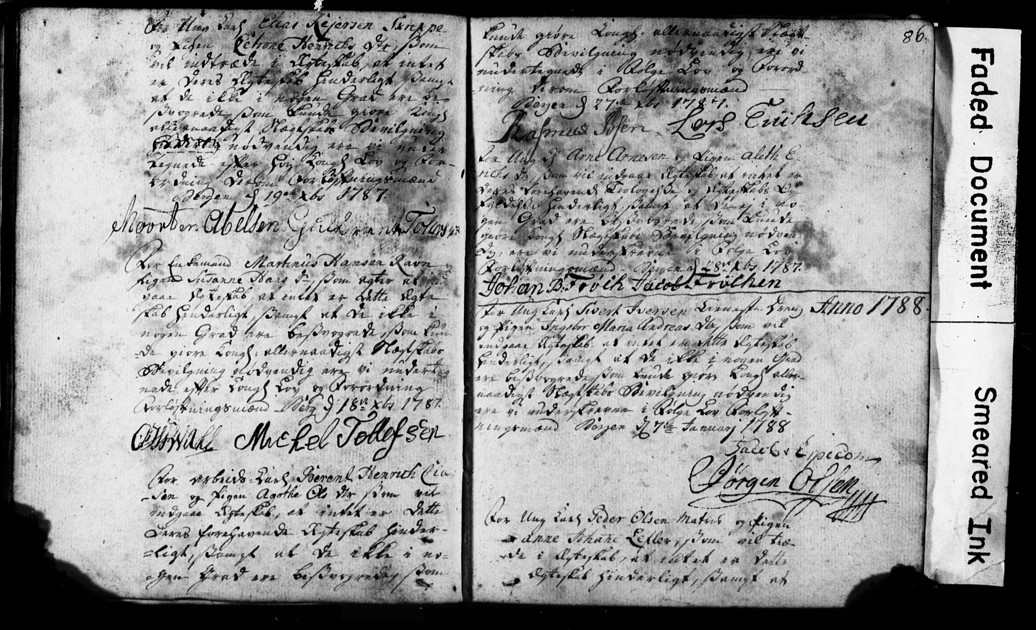 Korskirken sokneprestembete, SAB/A-76101: Forlovererklæringer nr. II.5.1, 1776-1816, s. 86