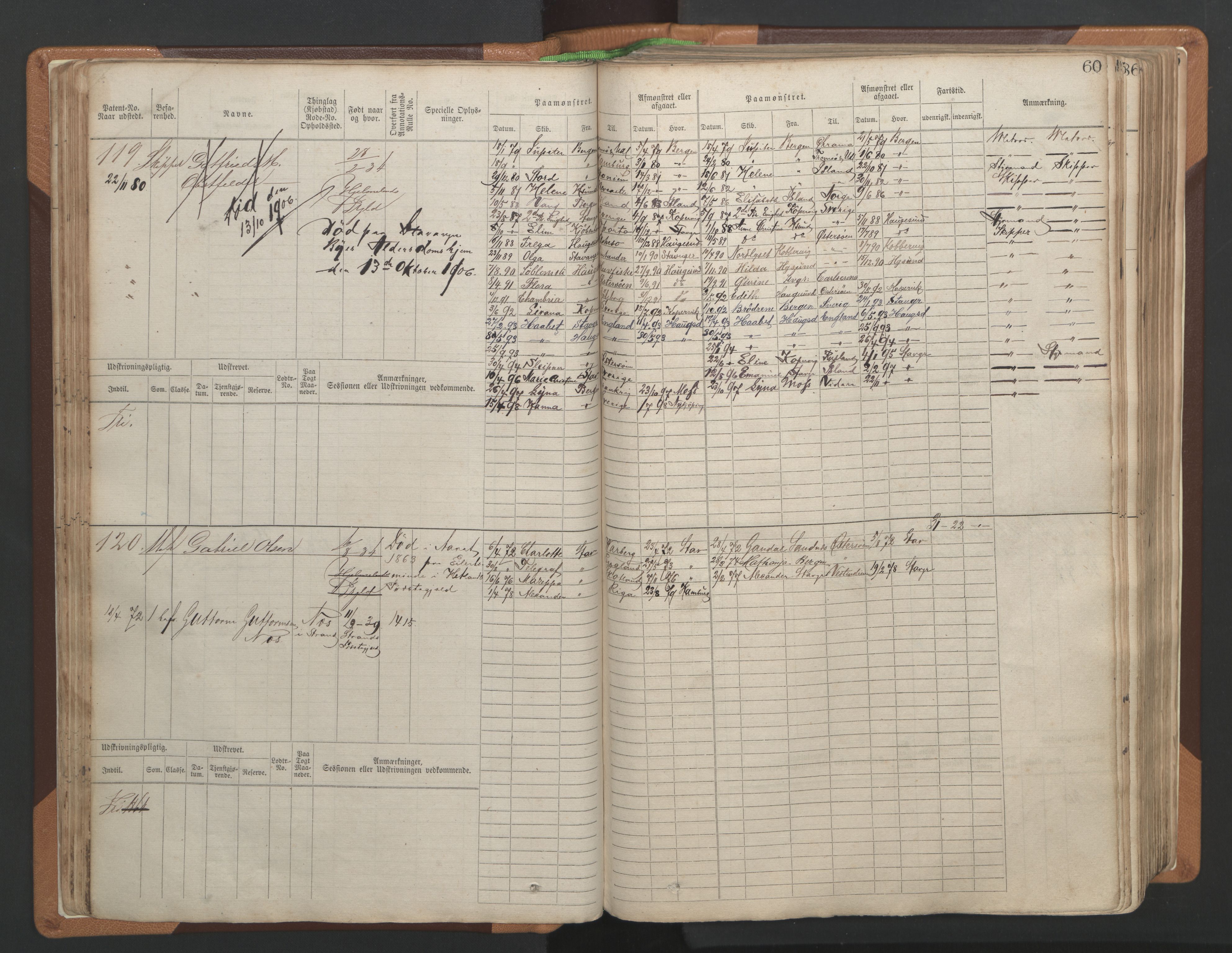 Stavanger sjømannskontor, AV/SAST-A-102006/F/Fb/Fbb/L0004: Sjøfartshovedrulle, patentnr. 1-792 (del 1), 1869-1880, s. 64