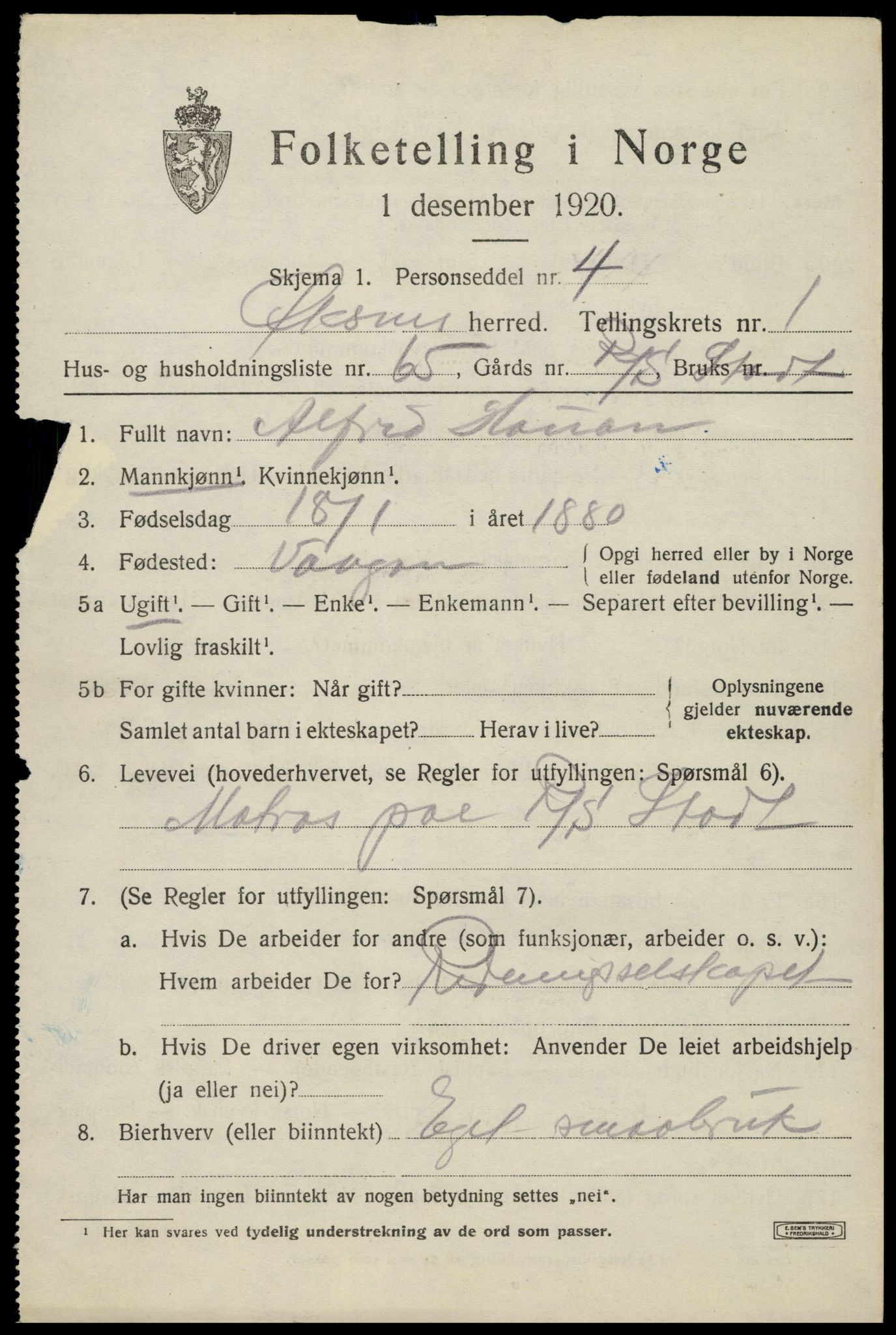 SAT, Folketelling 1920 for 1868 Øksnes herred, 1920, s. 1632