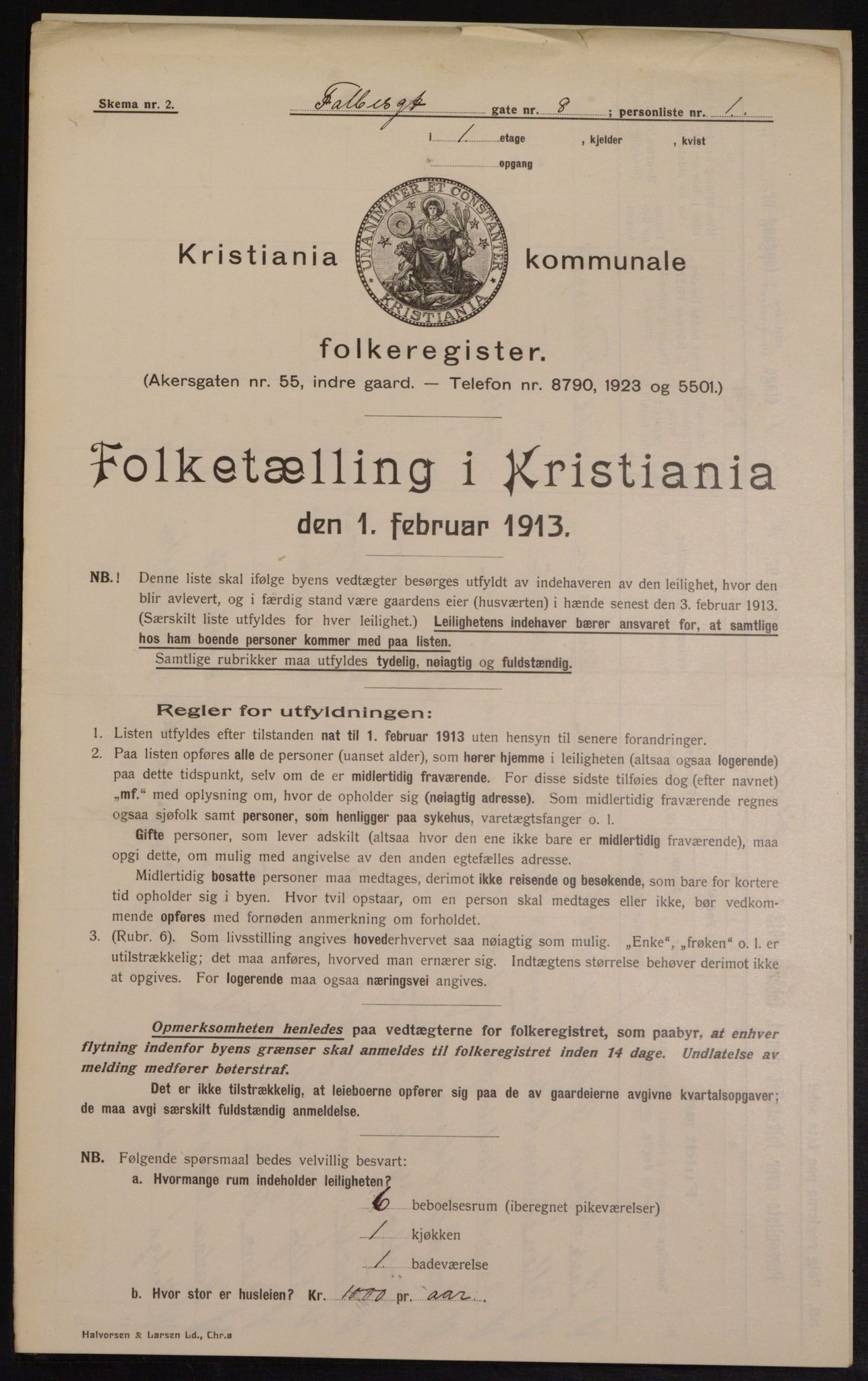 OBA, Kommunal folketelling 1.2.1913 for Kristiania, 1913, s. 23305