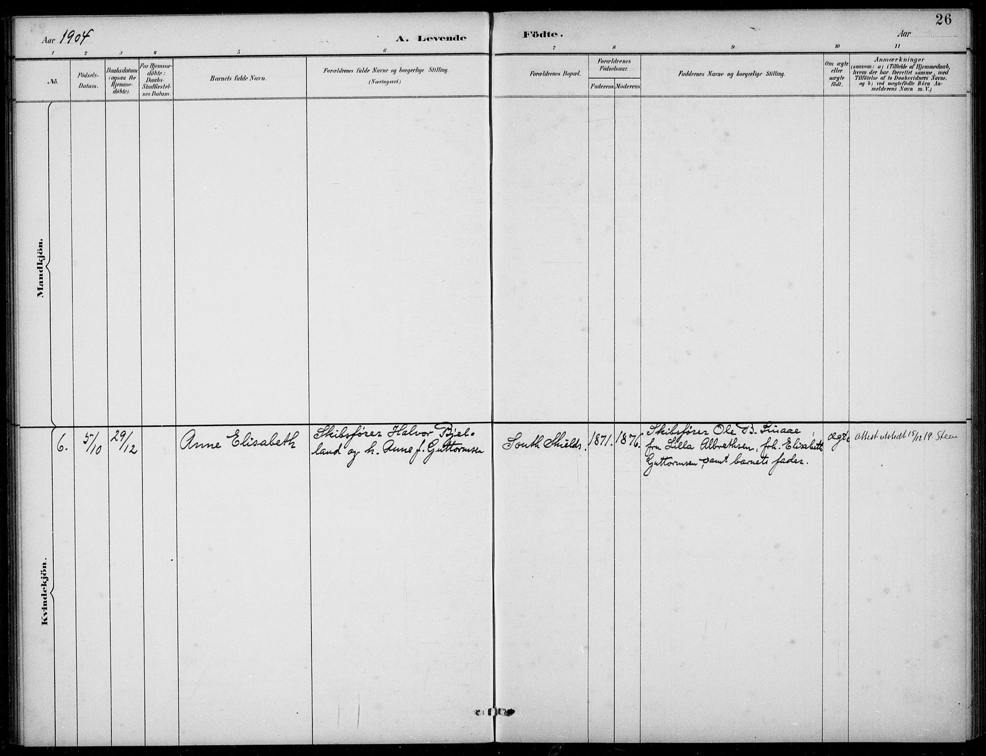 Den norske sjømannsmisjon i utlandet/Tyne-havnene (North Shields og New Castle), SAB/SAB/PA-0101/H/Ha/L0002: Ministerialbok nr. A 2, 1883-1938, s. 26