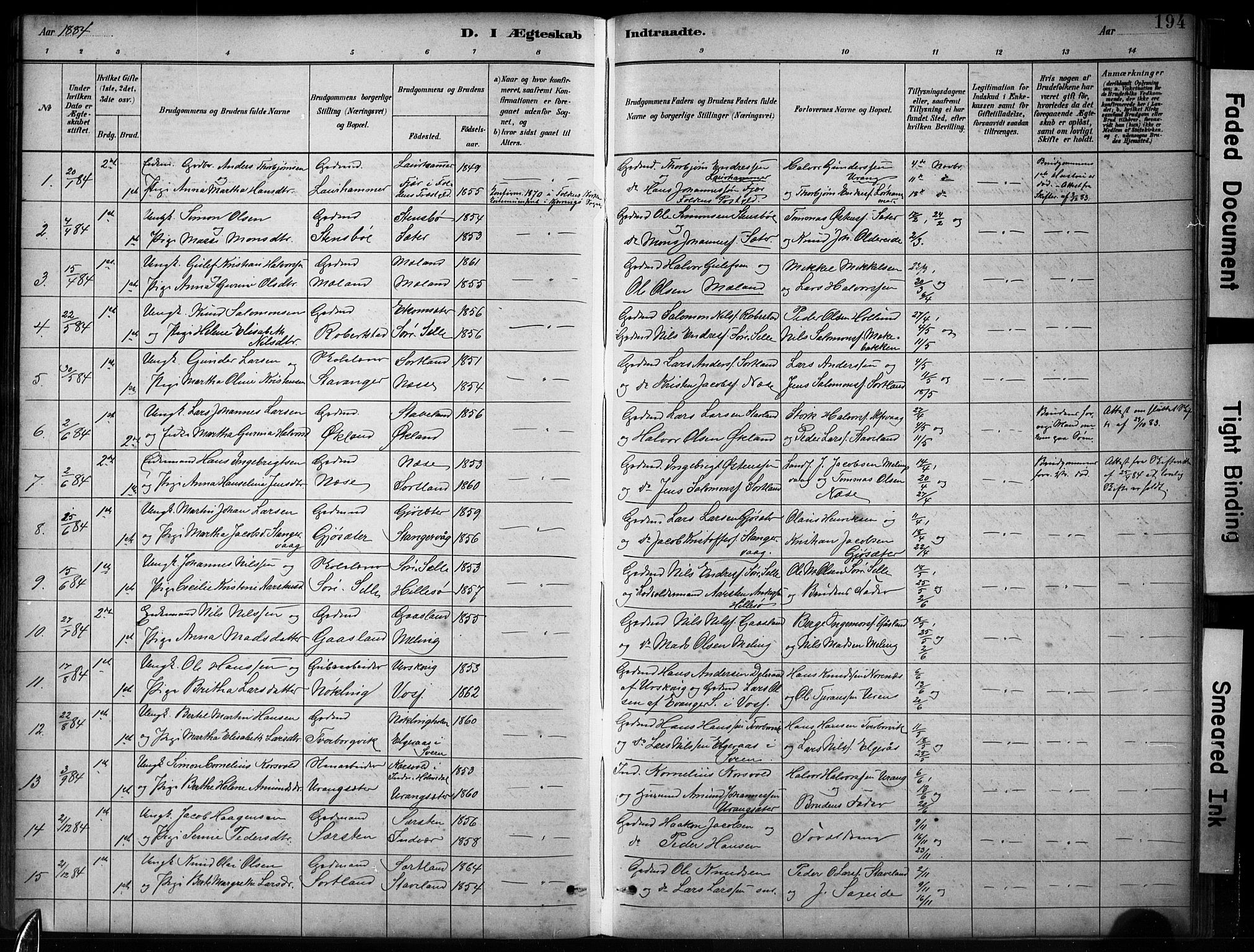 Finnås sokneprestembete, AV/SAB-A-99925/H/Ha/Hab/Habb/L0003: Klokkerbok nr. B 3, 1882-1897, s. 194