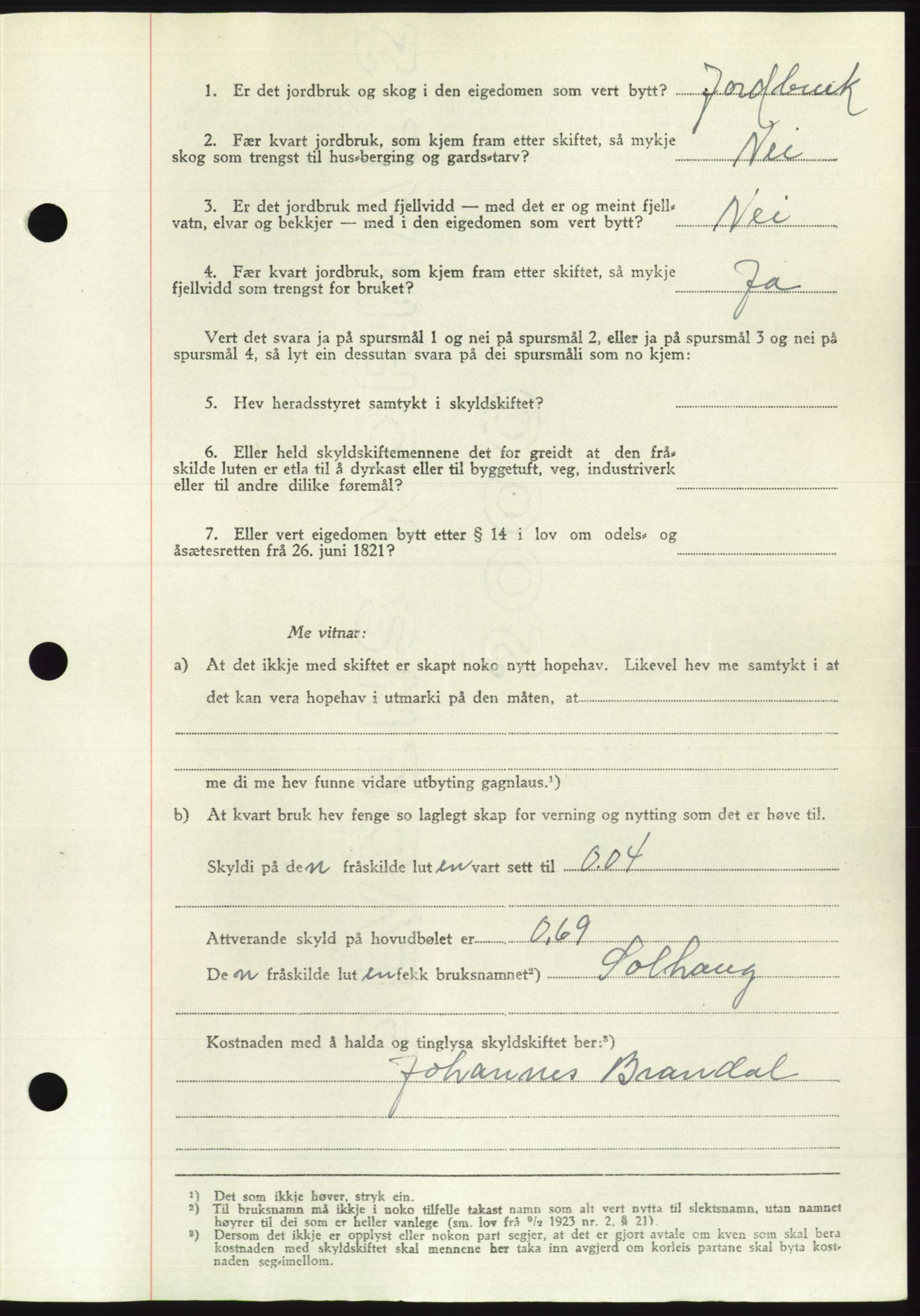 Søre Sunnmøre sorenskriveri, AV/SAT-A-4122/1/2/2C/L0084: Pantebok nr. 10A, 1949-1949, Dagboknr: 1234/1949