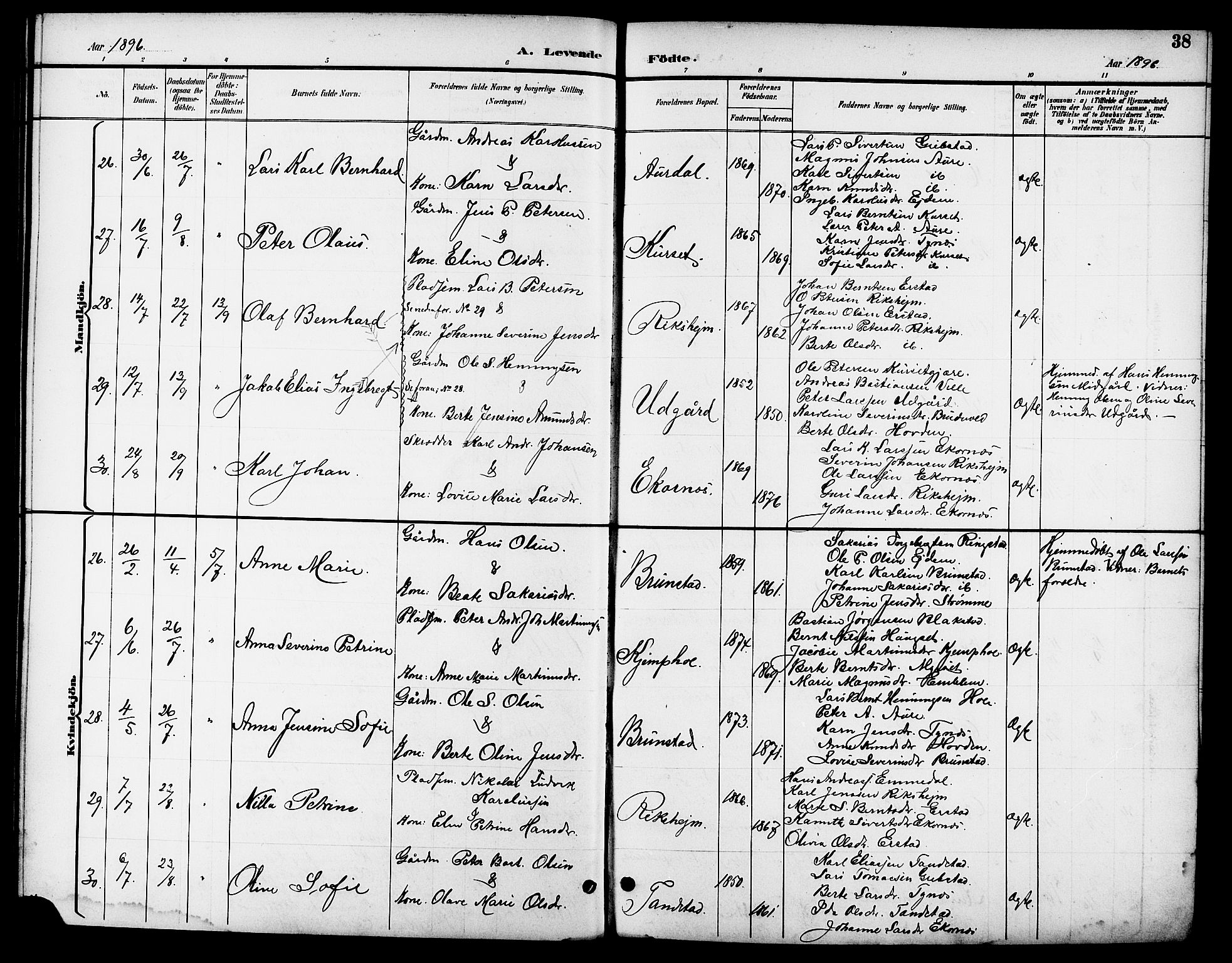 Ministerialprotokoller, klokkerbøker og fødselsregistre - Møre og Romsdal, AV/SAT-A-1454/523/L0340: Klokkerbok nr. 523C03, 1892-1902, s. 38