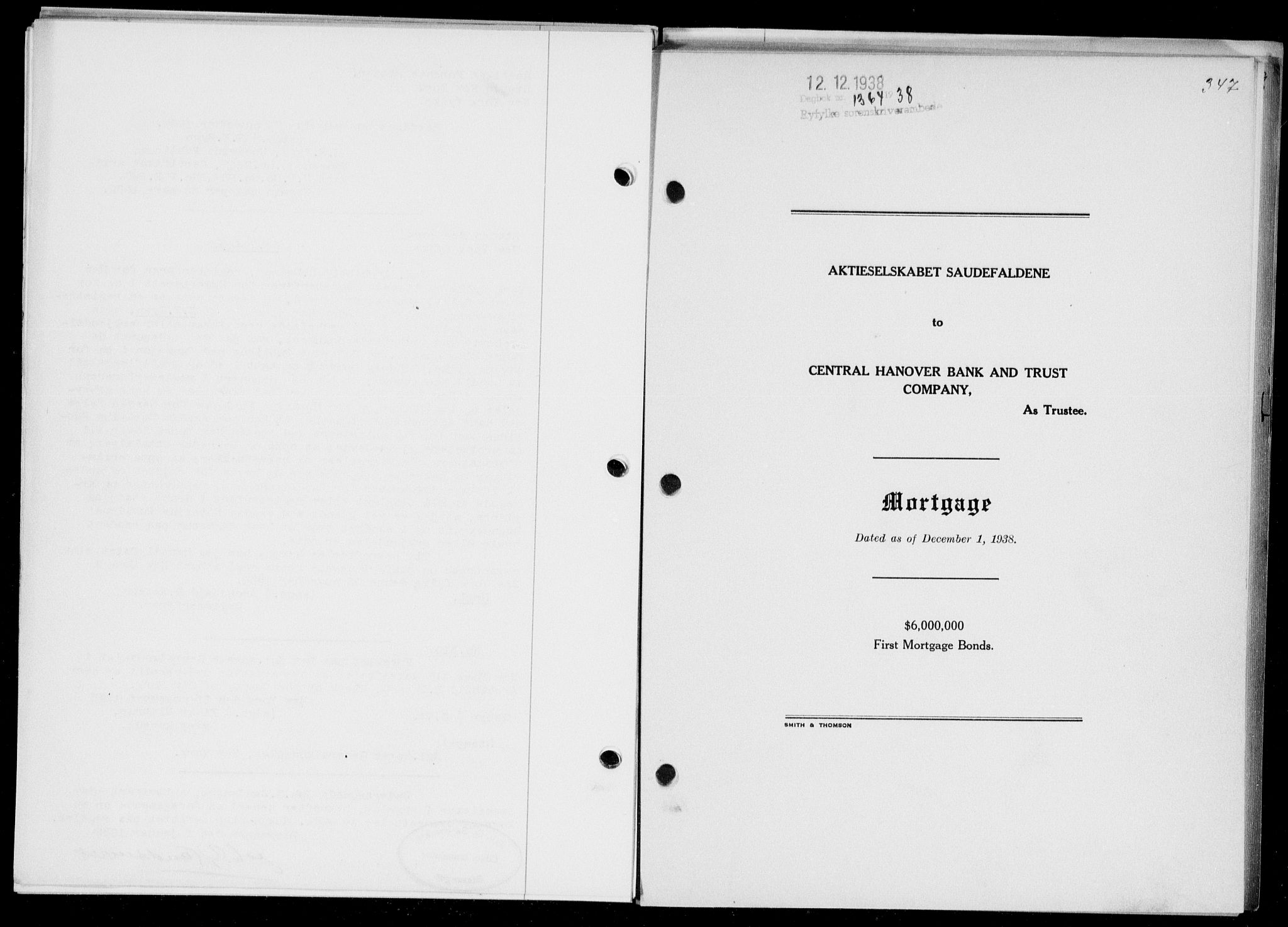 Ryfylke tingrett, SAST/A-100055/001/II/IIB/L0078: Pantebok nr. 57, 1938-1938, Dagboknr: 1364/1938