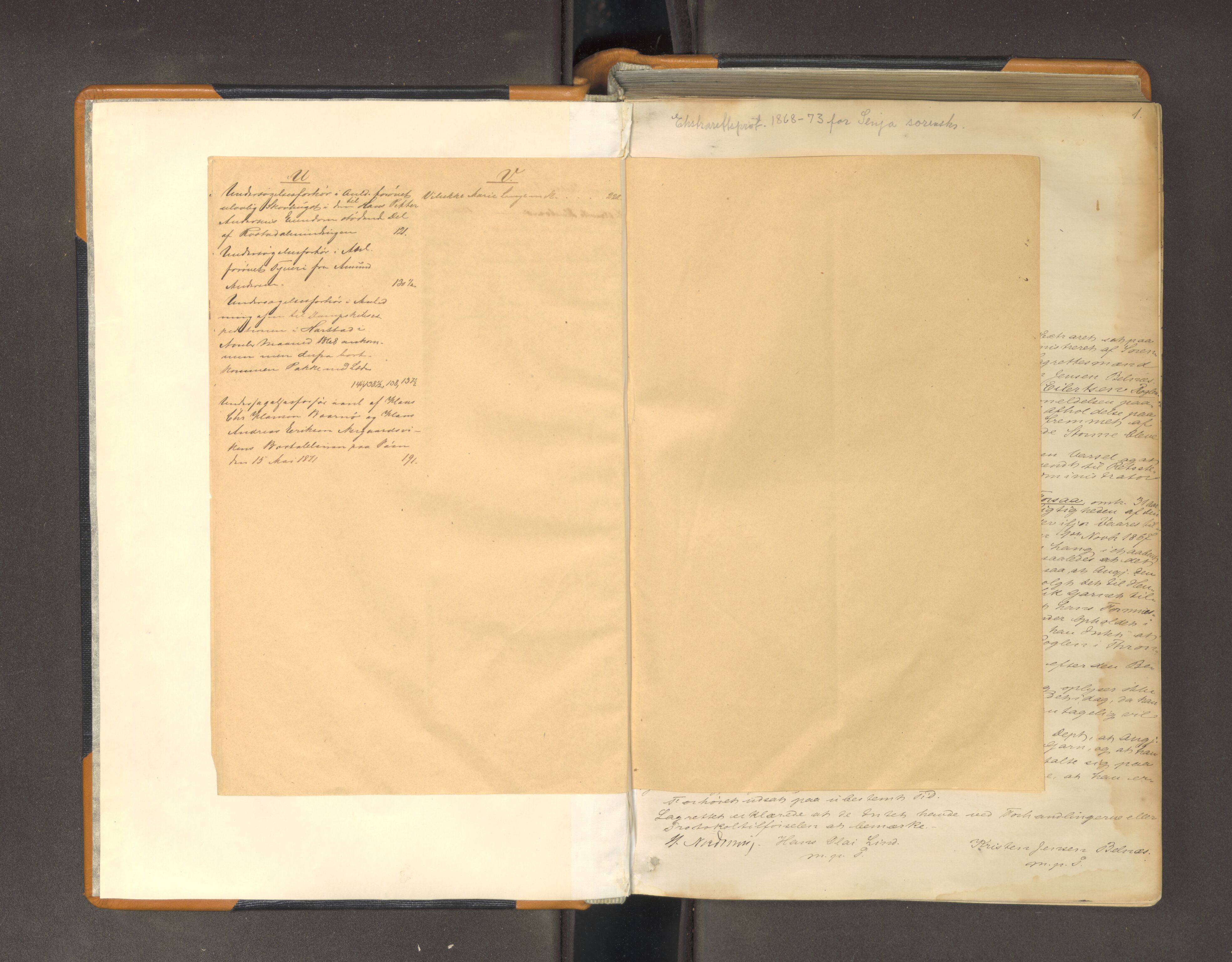 Senja sorenskriveri 1855-, AV/SATØ-S-0048/1/F/Fb/L0137: Ekstrarettsprotokoller. Autorisert 14.01.1868 ved Tromsø amt. med register, 1868-1873