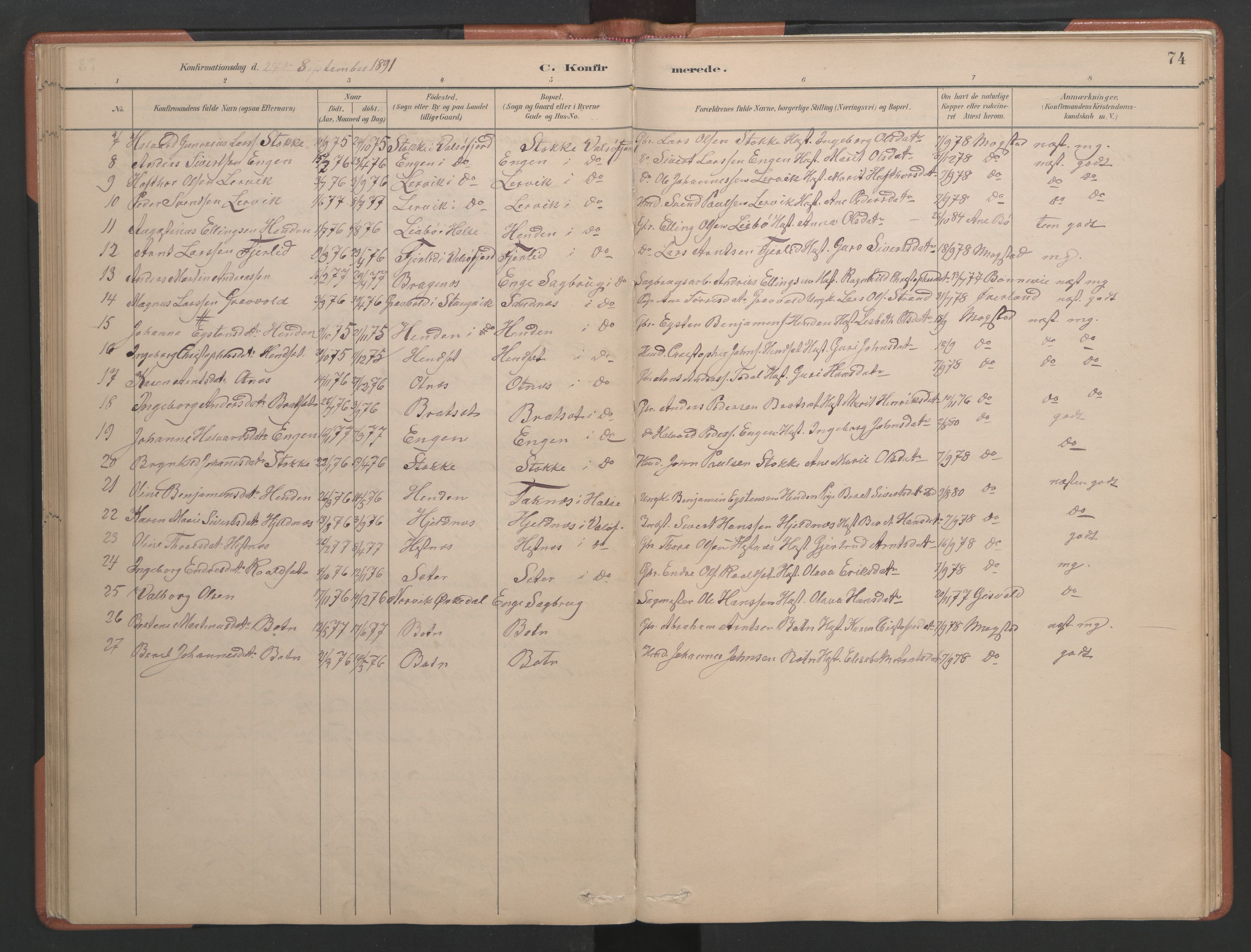 Ministerialprotokoller, klokkerbøker og fødselsregistre - Møre og Romsdal, AV/SAT-A-1454/580/L0926: Klokkerbok nr. 580C01, 1882-1903, s. 74