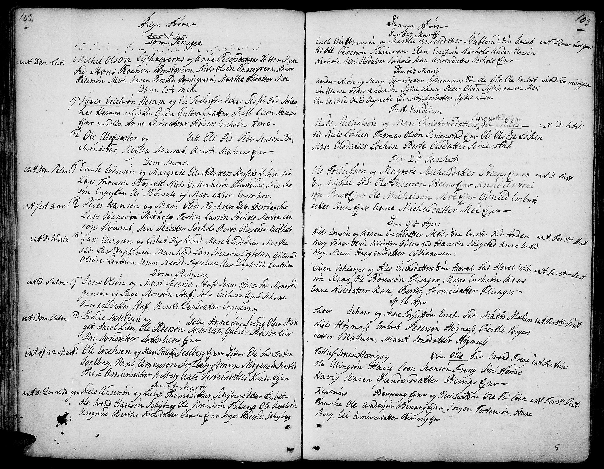 Ringsaker prestekontor, AV/SAH-PREST-014/K/Ka/L0001: Ministerialbok nr. 1, 1734-1746, s. 102-103
