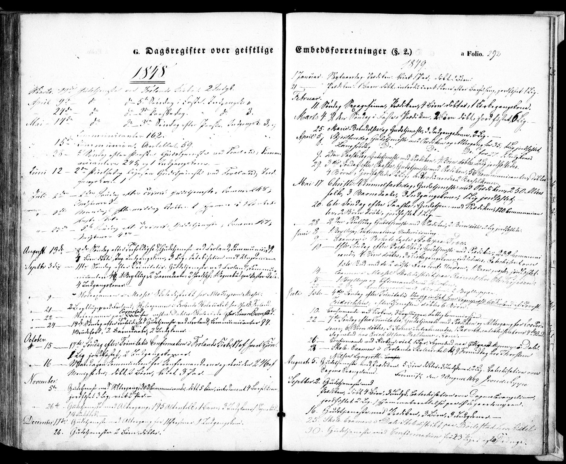 Froland sokneprestkontor, AV/SAK-1111-0013/F/Fa/L0002: Ministerialbok nr. A 2, 1845-1863, s. 292