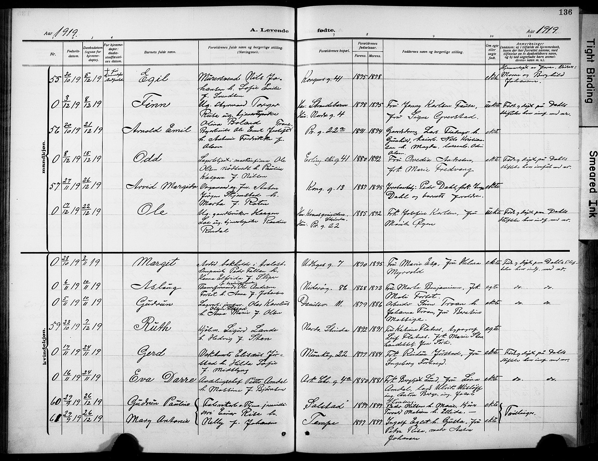 Ministerialprotokoller, klokkerbøker og fødselsregistre - Sør-Trøndelag, SAT/A-1456/601/L0096: Klokkerbok nr. 601C14, 1911-1931, s. 136