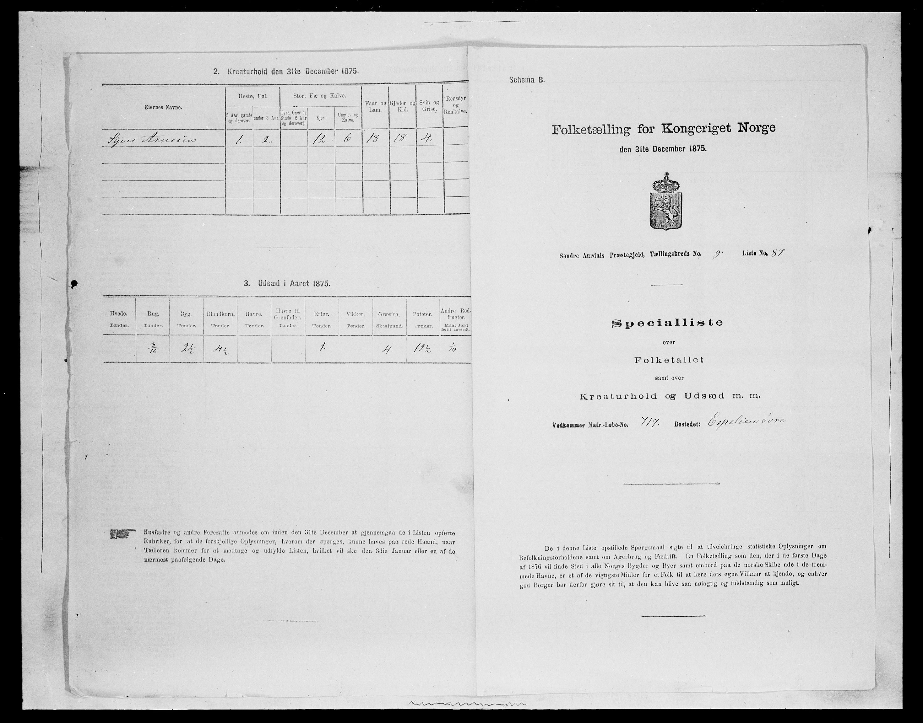 SAH, Folketelling 1875 for 0540P Sør-Aurdal prestegjeld, 1875, s. 1669