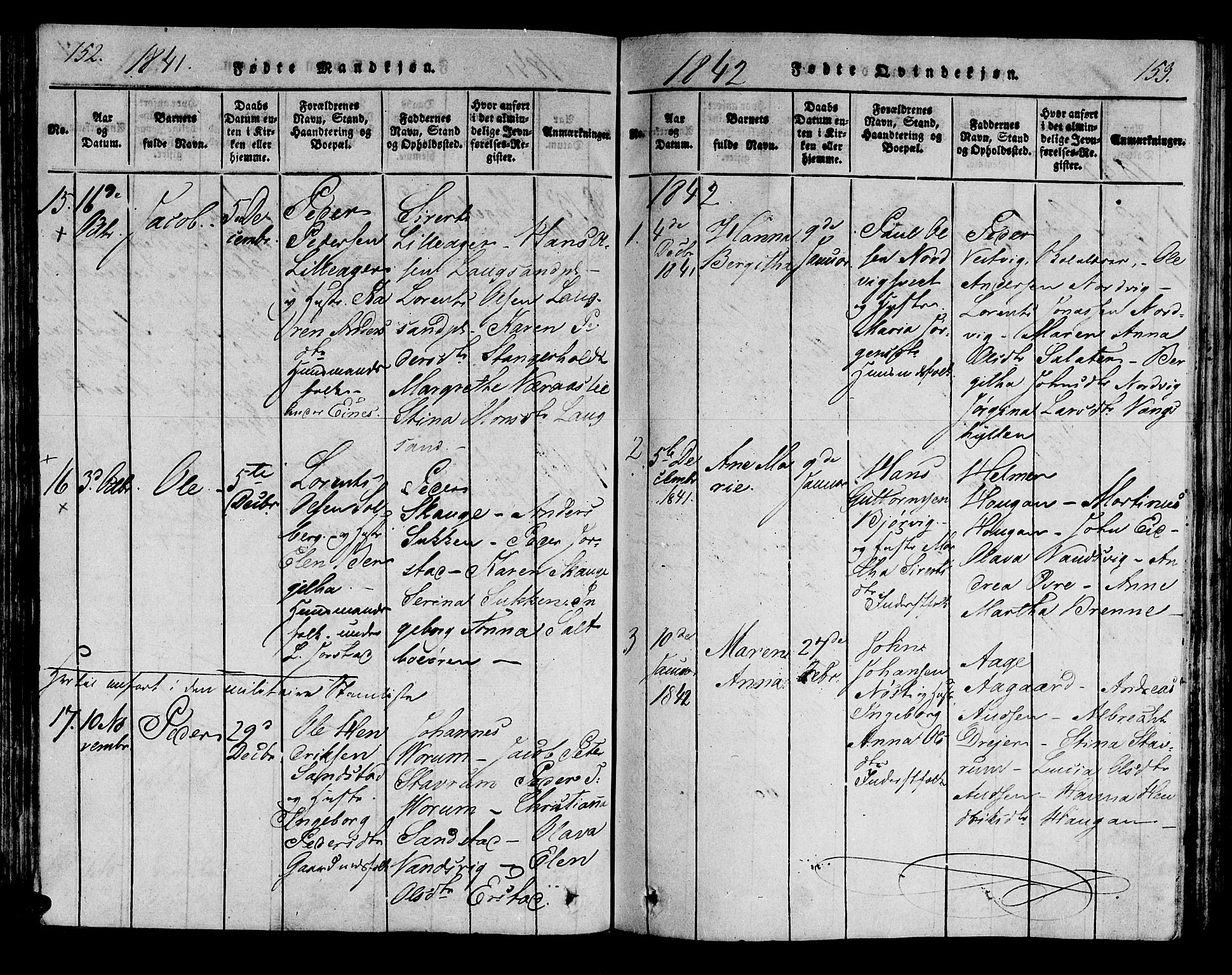 Ministerialprotokoller, klokkerbøker og fødselsregistre - Nord-Trøndelag, SAT/A-1458/722/L0217: Ministerialbok nr. 722A04, 1817-1842, s. 152-153