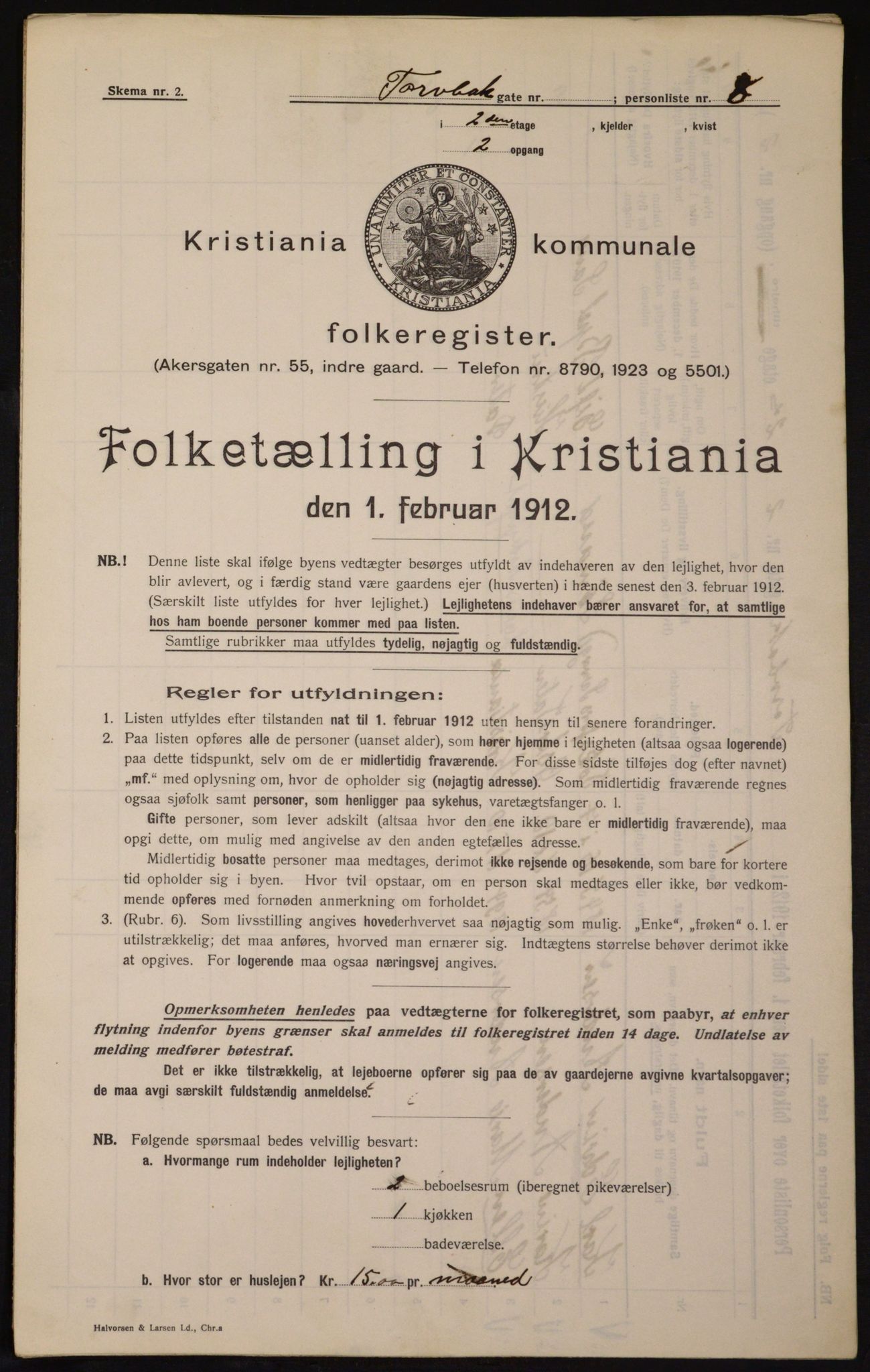 OBA, Kommunal folketelling 1.2.1912 for Kristiania, 1912, s. 114997