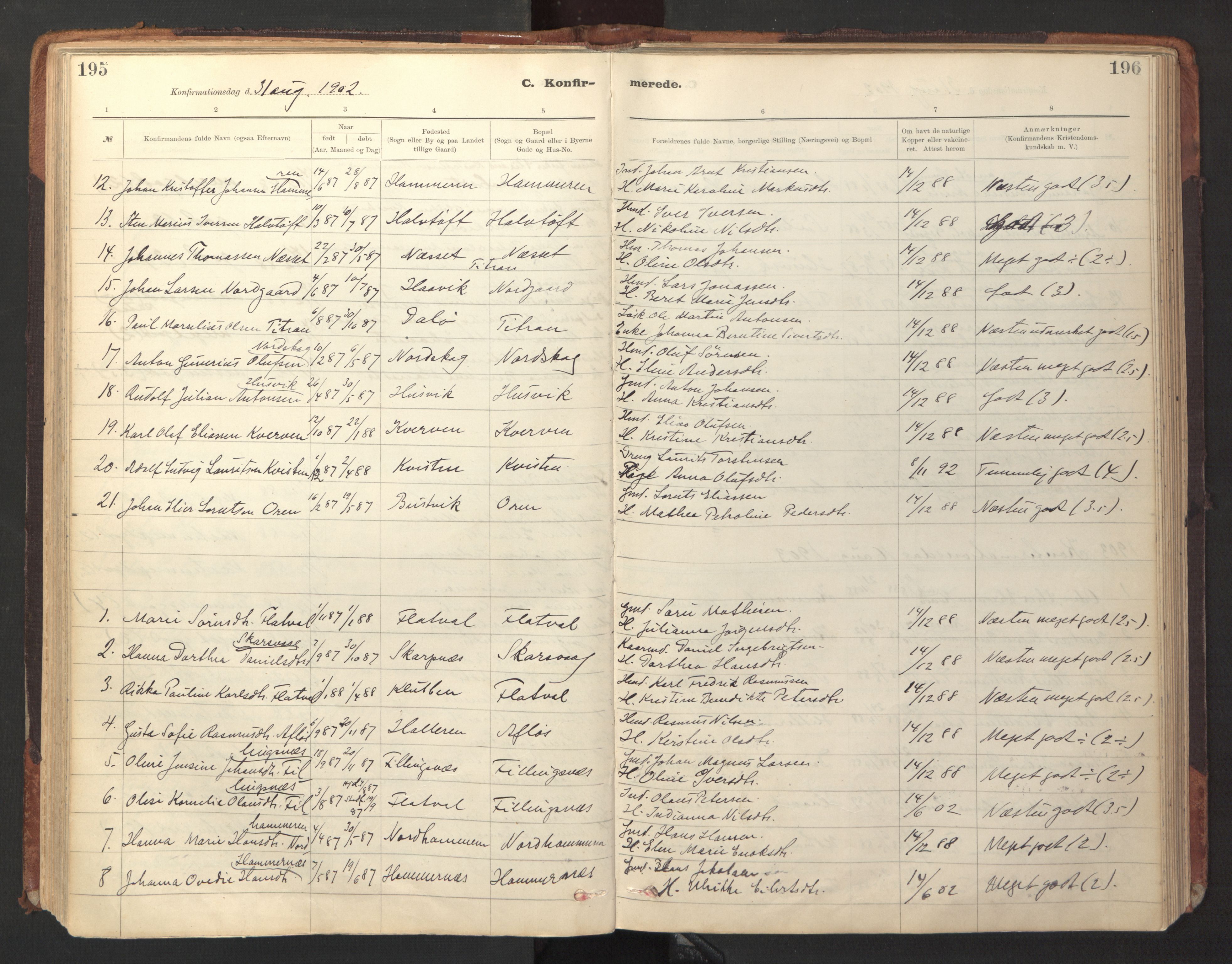 Ministerialprotokoller, klokkerbøker og fødselsregistre - Sør-Trøndelag, AV/SAT-A-1456/641/L0596: Ministerialbok nr. 641A02, 1898-1915, s. 195-196