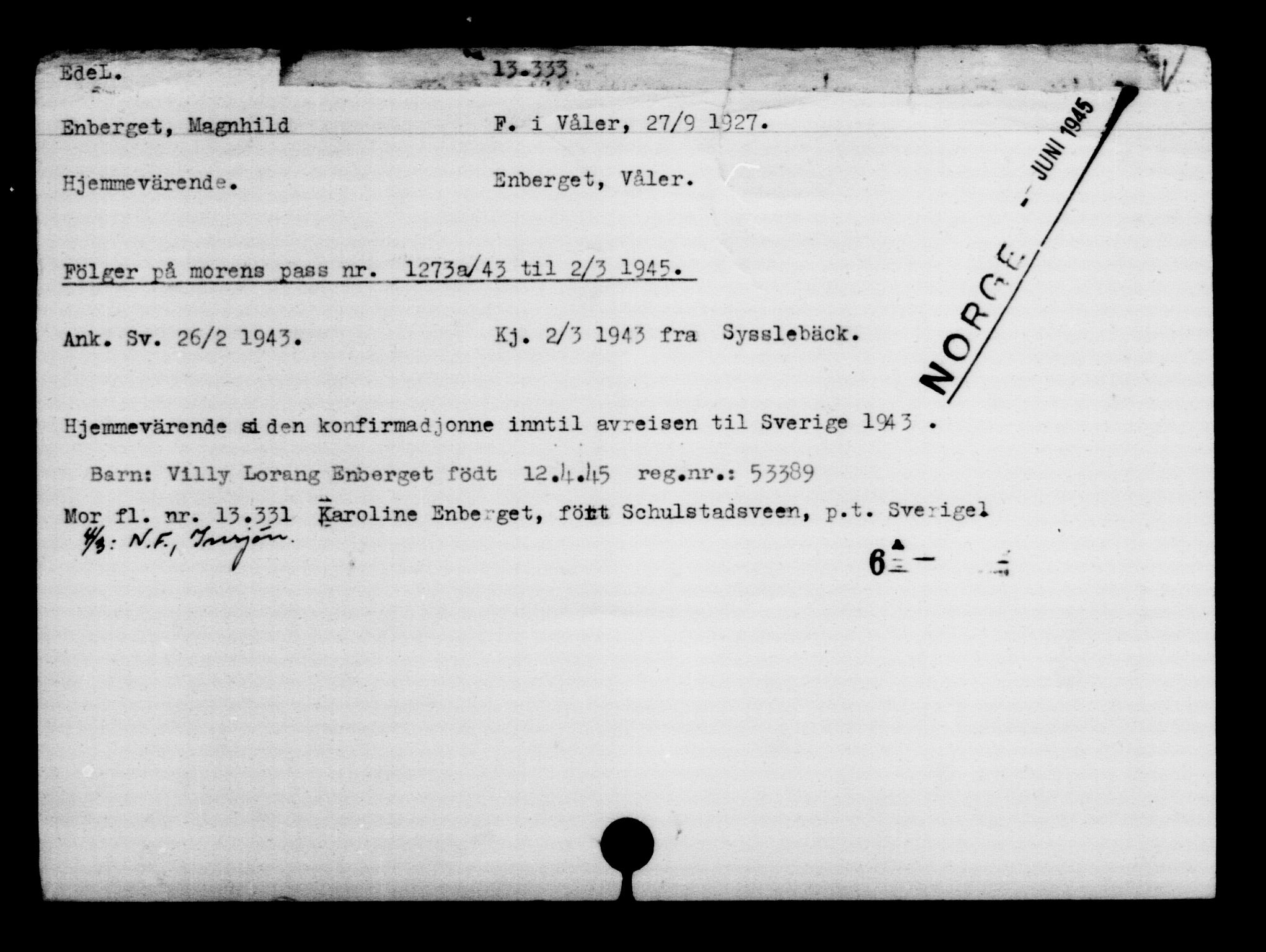 Den Kgl. Norske Legasjons Flyktningskontor, AV/RA-S-6753/V/Va/L0007: Kjesäterkartoteket.  Flyktningenr. 12700-15723, 1940-1945, s. 722
