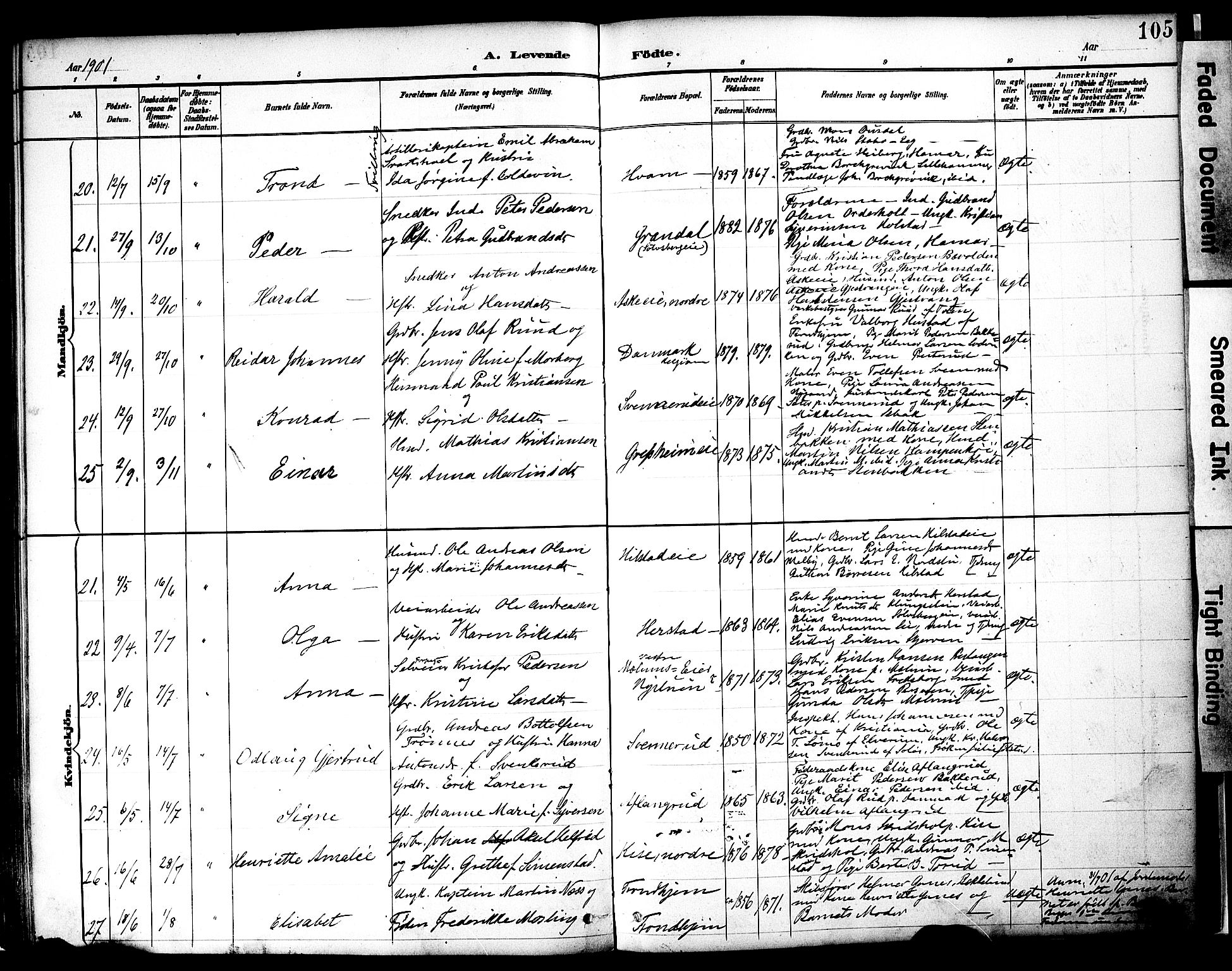 Nes prestekontor, Hedmark, AV/SAH-PREST-020/K/Ka/L0009: Ministerialbok nr. 9, 1887-1905, s. 105
