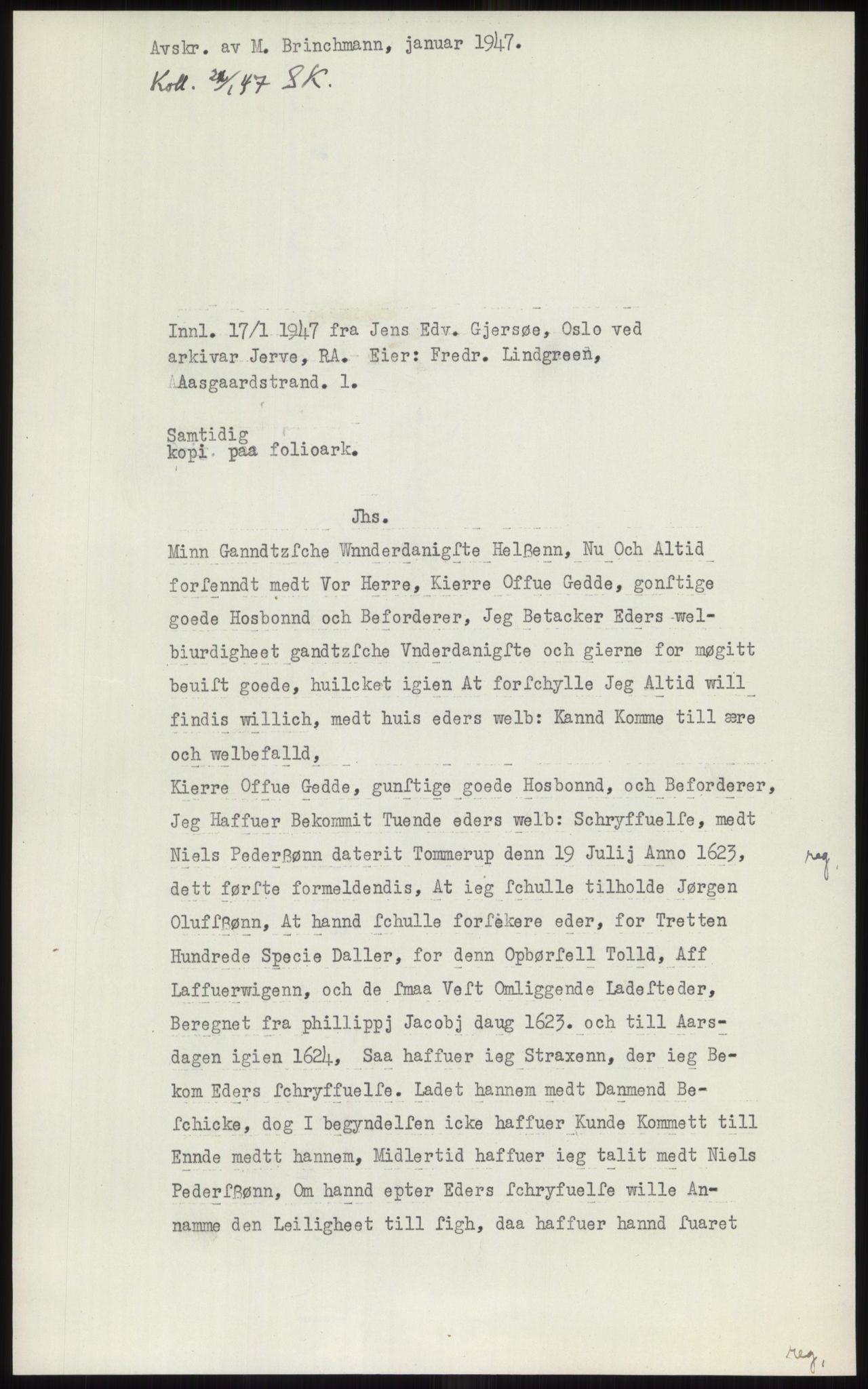 Samlinger til kildeutgivelse, Diplomavskriftsamlingen, AV/RA-EA-4053/H/Ha, s. 306