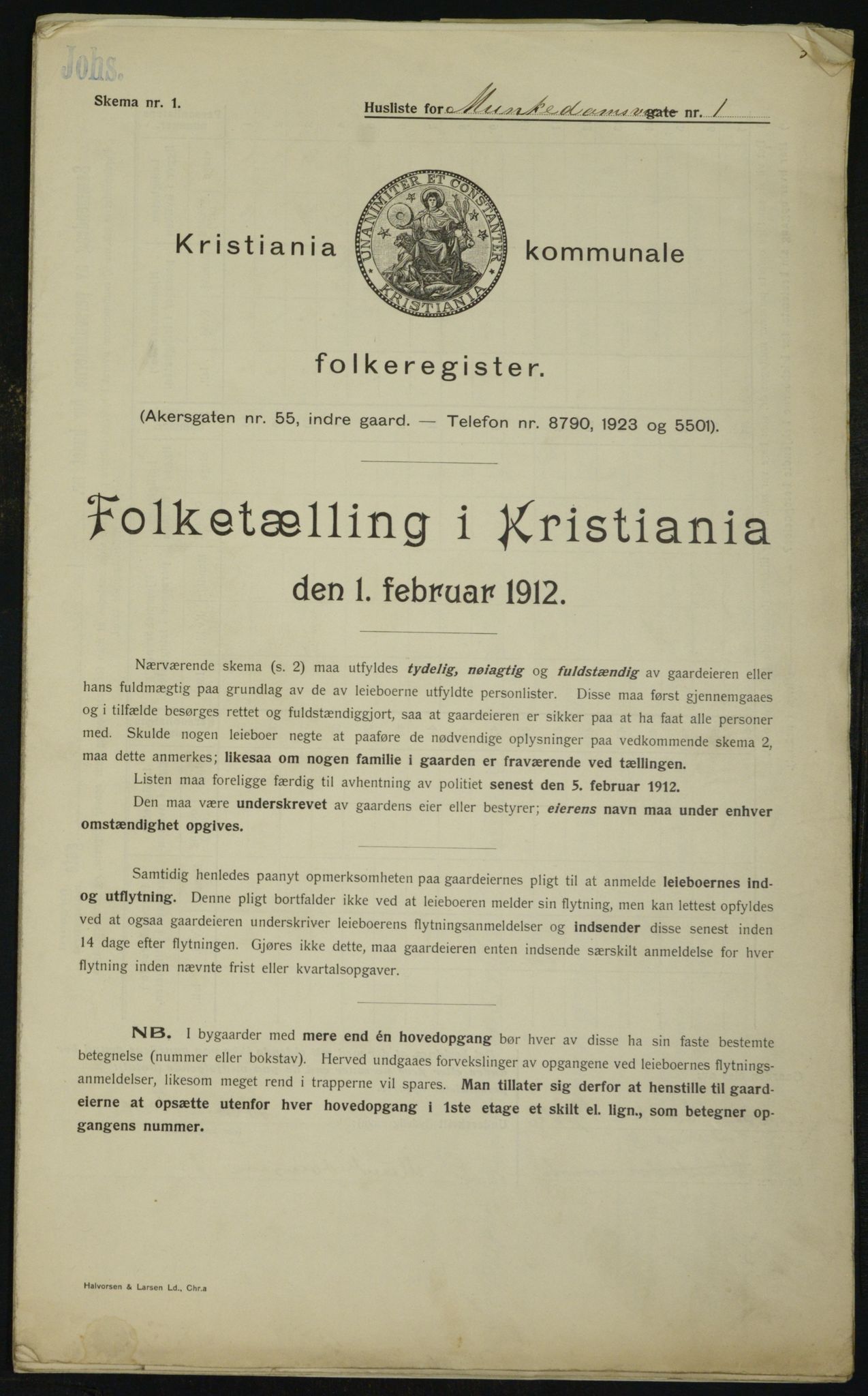 OBA, Kommunal folketelling 1.2.1912 for Kristiania, 1912, s. 67204