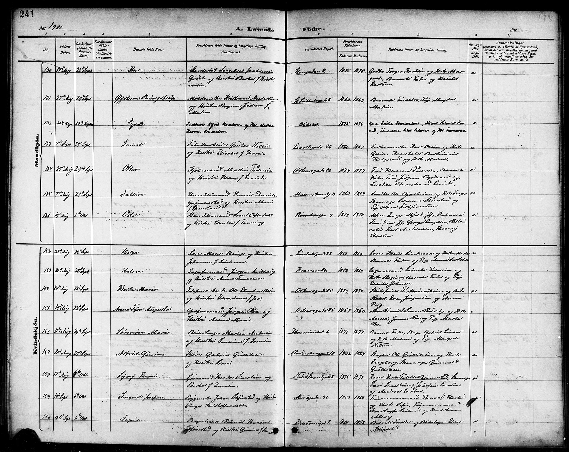 Domkirken sokneprestkontor, AV/SAST-A-101812/001/30/30BB/L0016: Klokkerbok nr. B 16, 1891-1902, s. 241