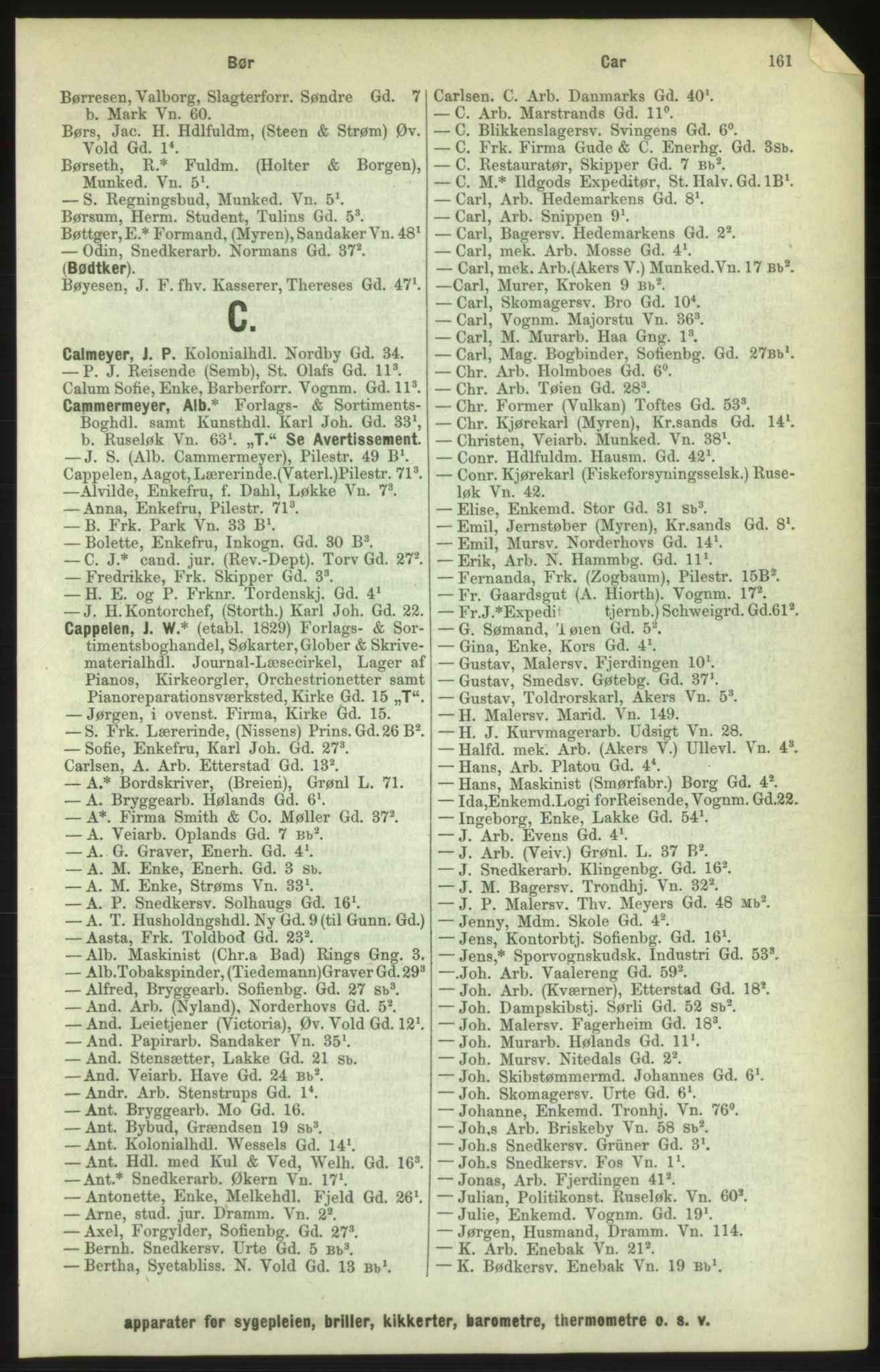Kristiania/Oslo adressebok, PUBL/-, 1886, s. 161