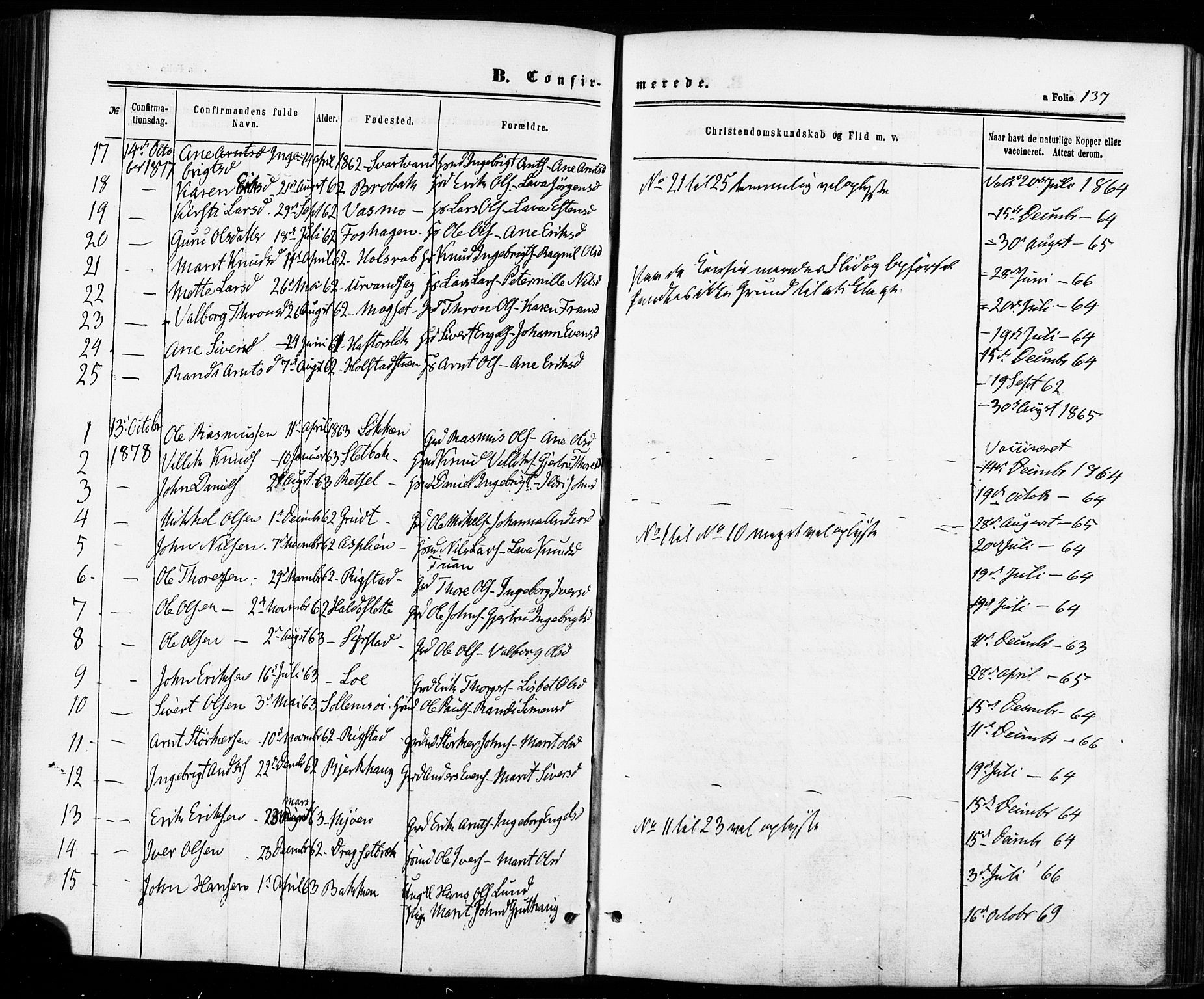 Ministerialprotokoller, klokkerbøker og fødselsregistre - Sør-Trøndelag, AV/SAT-A-1456/672/L0856: Ministerialbok nr. 672A08, 1861-1881, s. 137