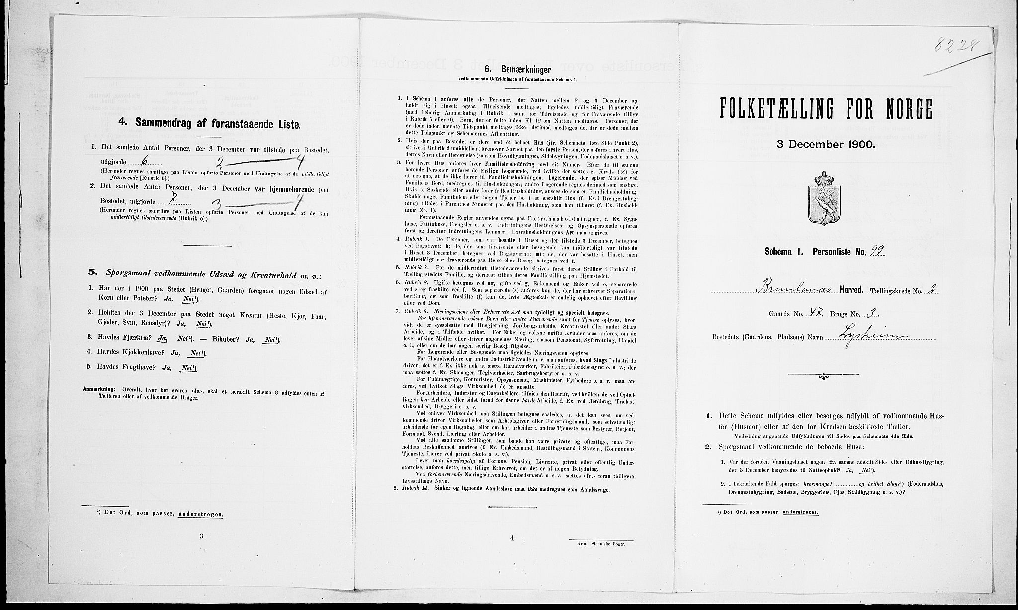 RA, Folketelling 1900 for 0726 Brunlanes herred, 1900, s. 528