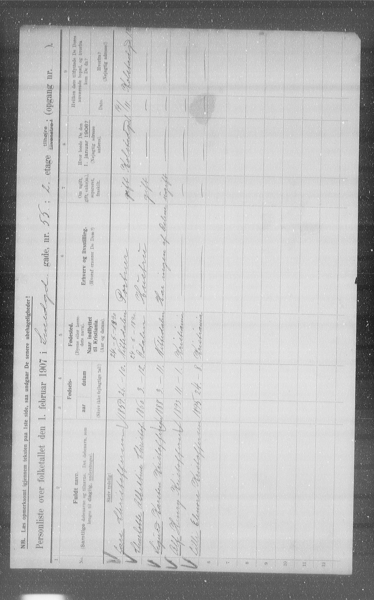 OBA, Kommunal folketelling 1.2.1907 for Kristiania kjøpstad, 1907, s. 49870