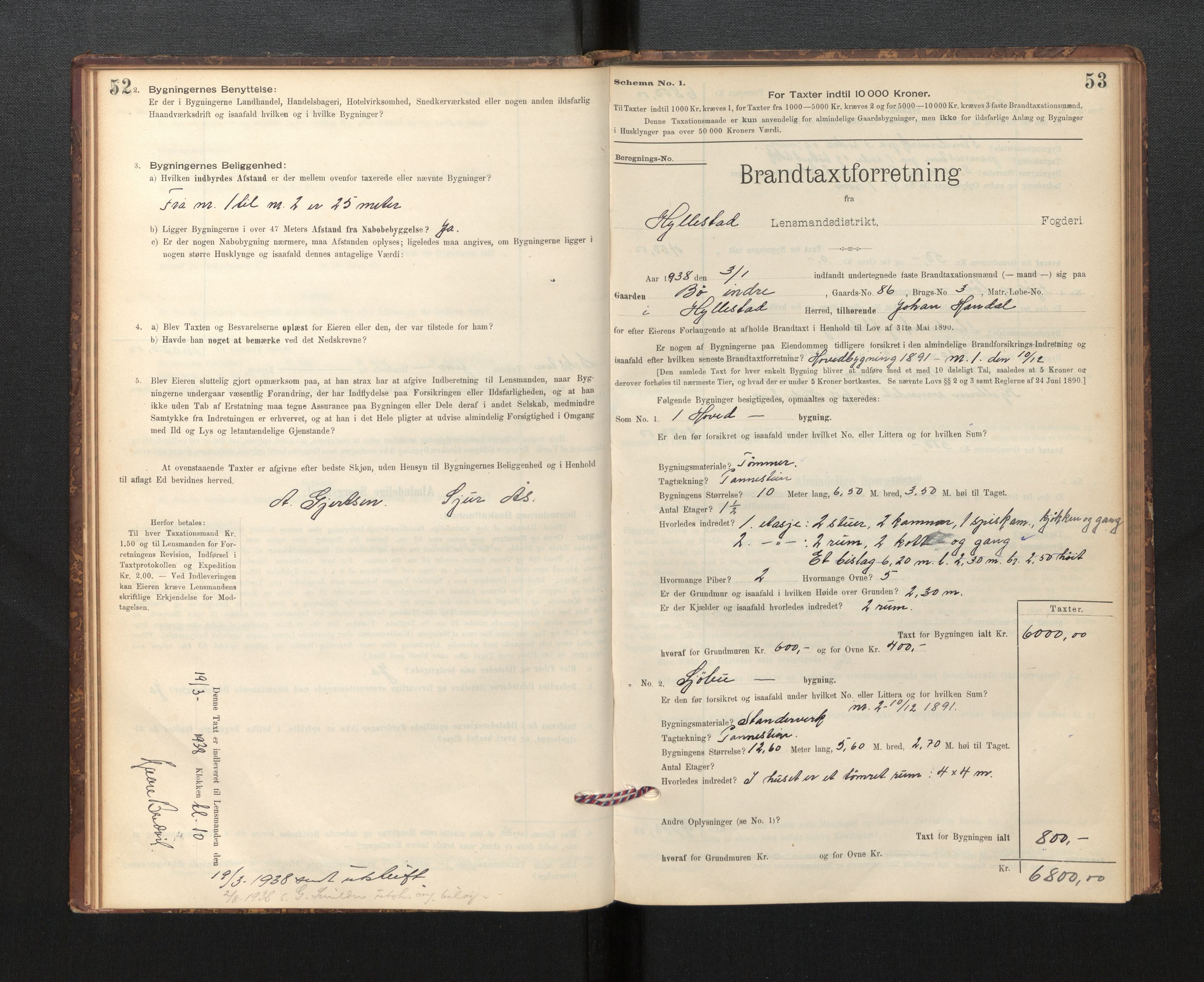 Lensmannen i Hyllestad, SAB/A-28301/0012/L0004: Branntakstprotokoll, skjematakst, 1894-1950, s. 52-53