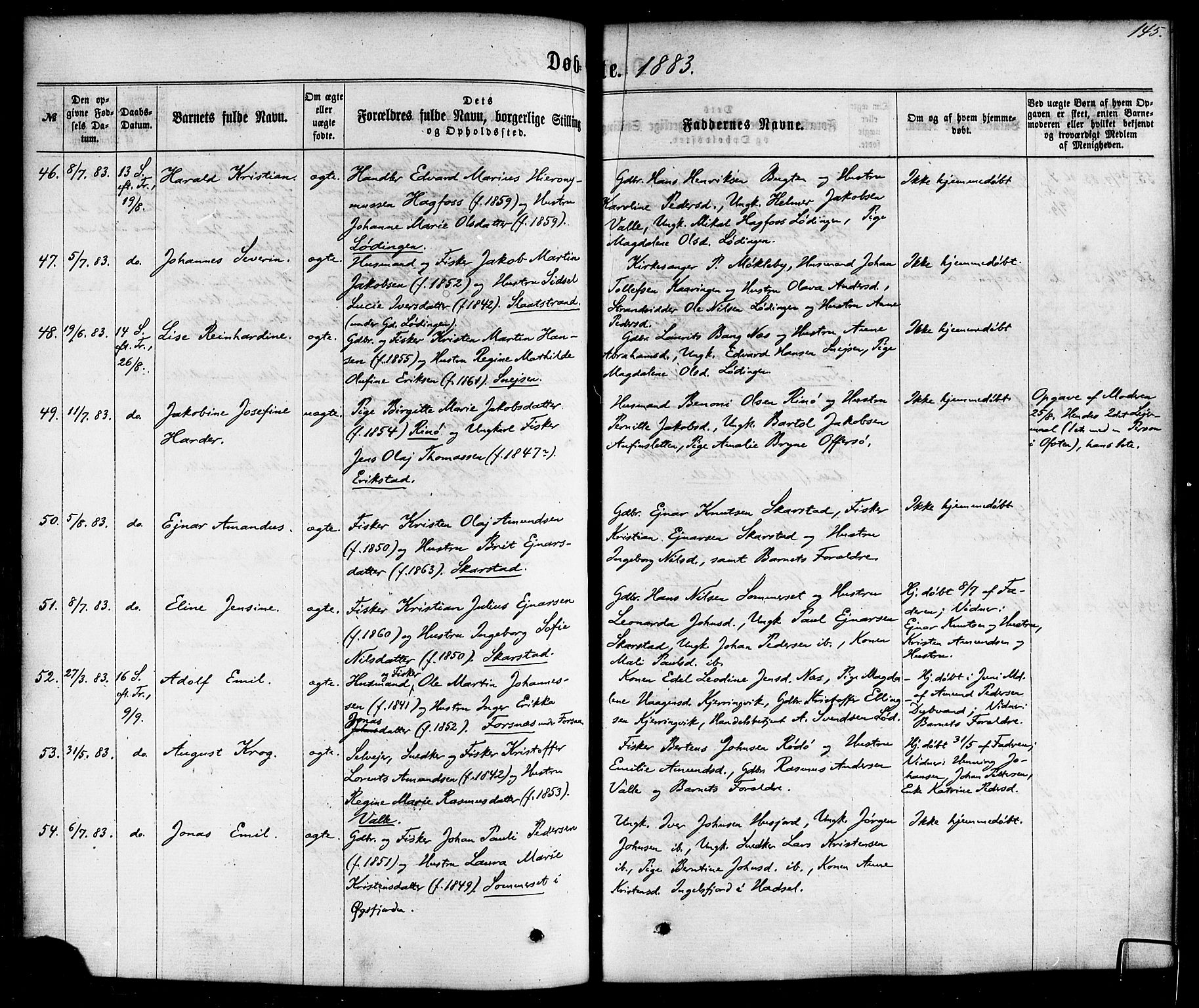 Ministerialprotokoller, klokkerbøker og fødselsregistre - Nordland, AV/SAT-A-1459/872/L1034: Ministerialbok nr. 872A09, 1864-1884, s. 145