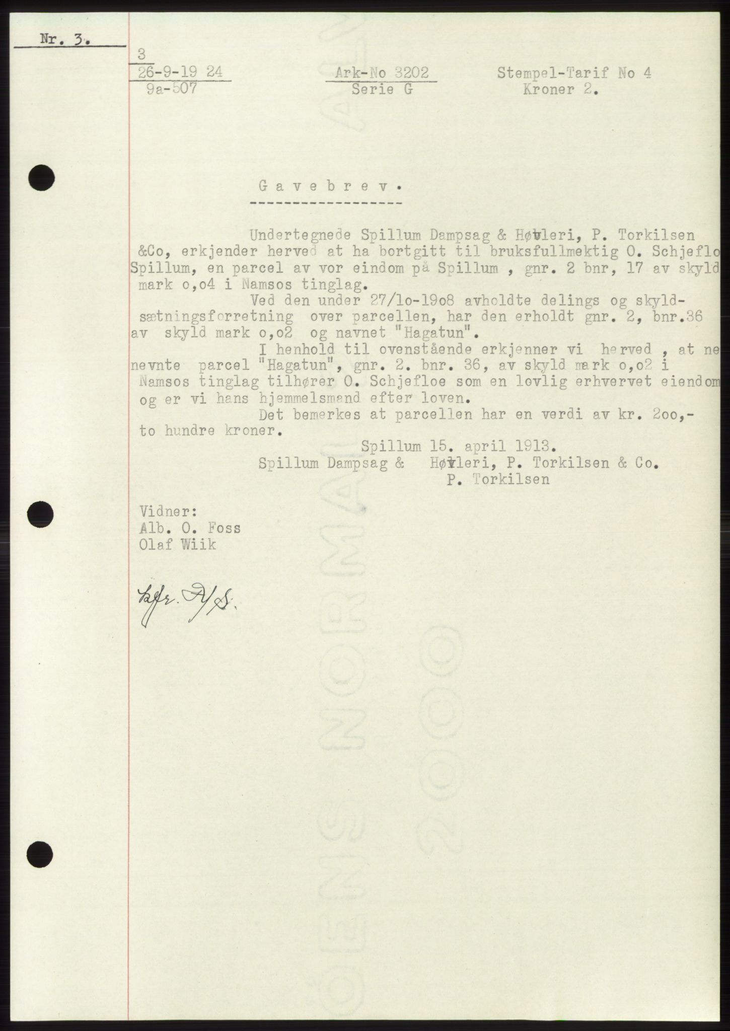 Namdal sorenskriveri, SAT/A-4133/1/2/2C: Pantebok nr. -, 1922-1925, Tingl.dato: 26.09.1924