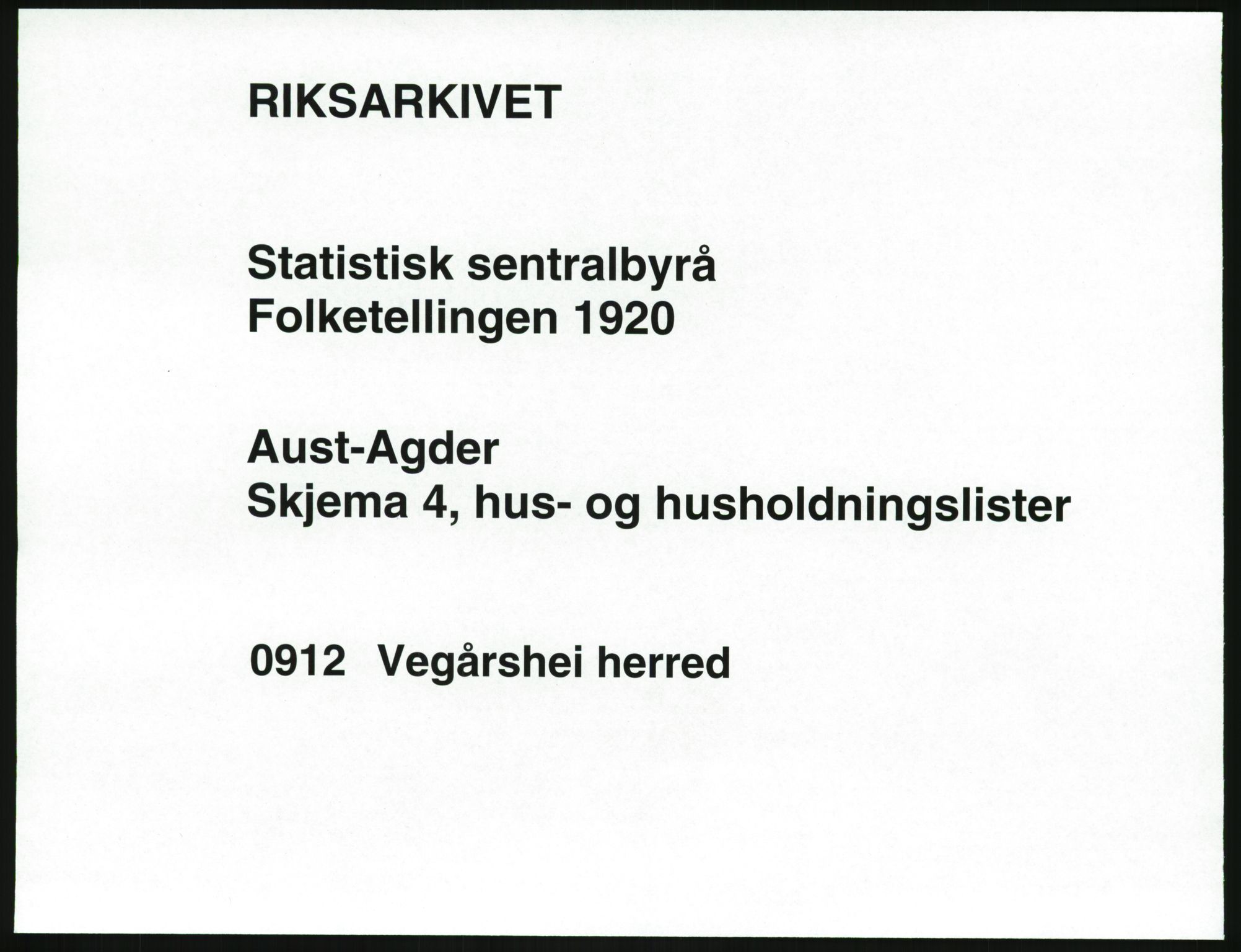 SAK, Folketelling 1920 for 0912 Vegårshei herred, 1920, s. 48