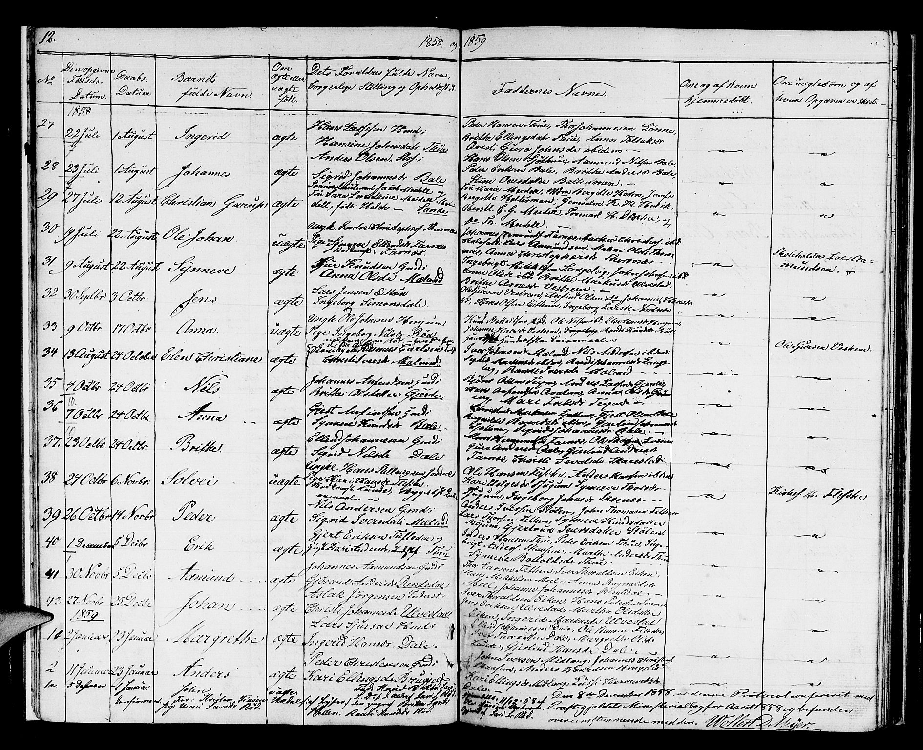 Balestrand sokneprestembete, AV/SAB-A-79601/H/Hab/Haba/L0001: Klokkerbok nr. A 1, 1853-1880, s. 12