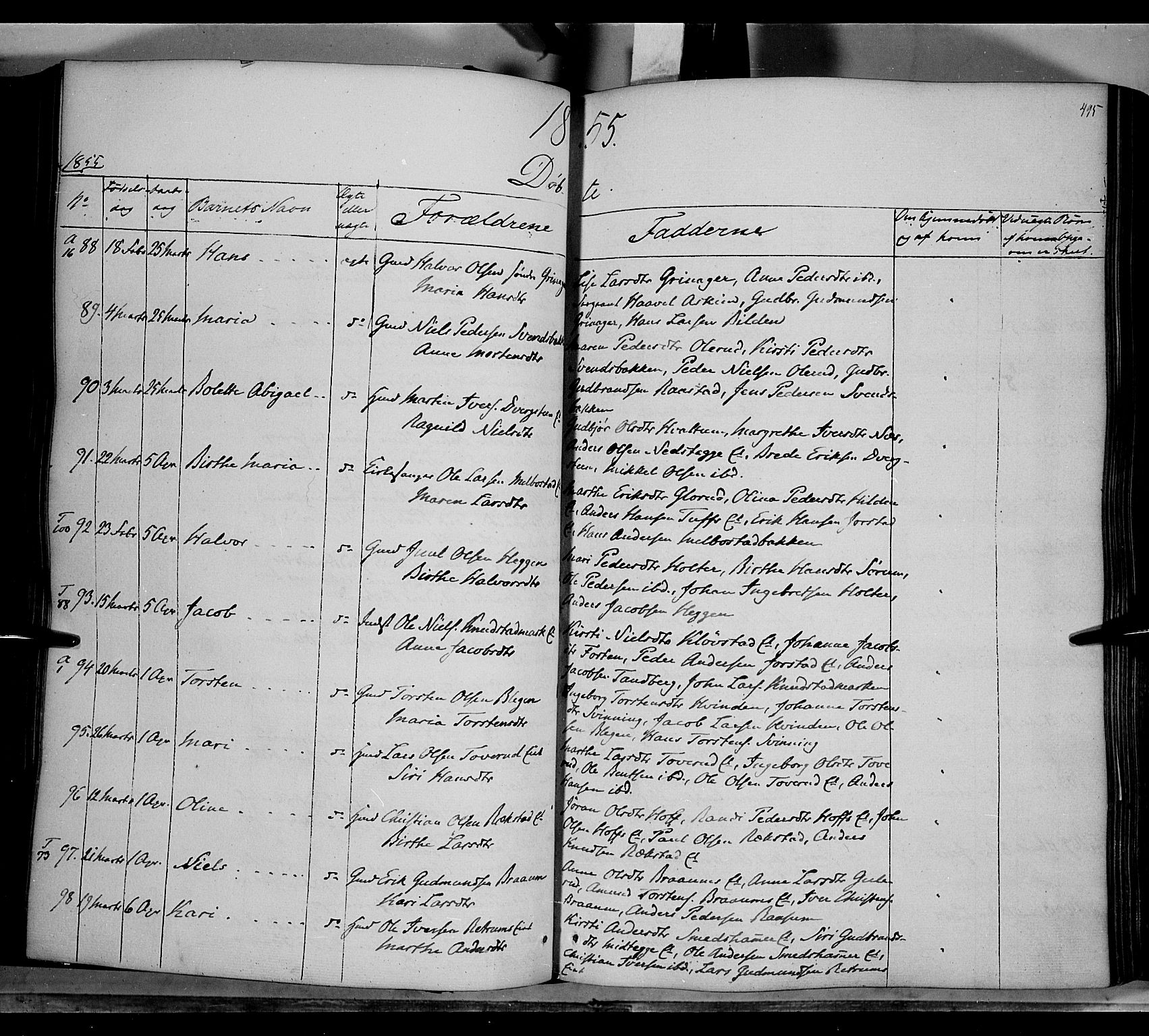 Gran prestekontor, AV/SAH-PREST-112/H/Ha/Haa/L0011: Ministerialbok nr. 11, 1842-1856, s. 494-495